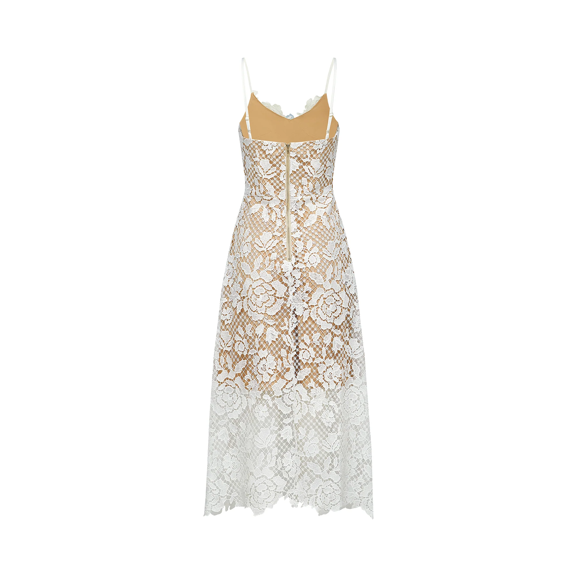 Hermine faux-floral embellished semi-sheer midi dress