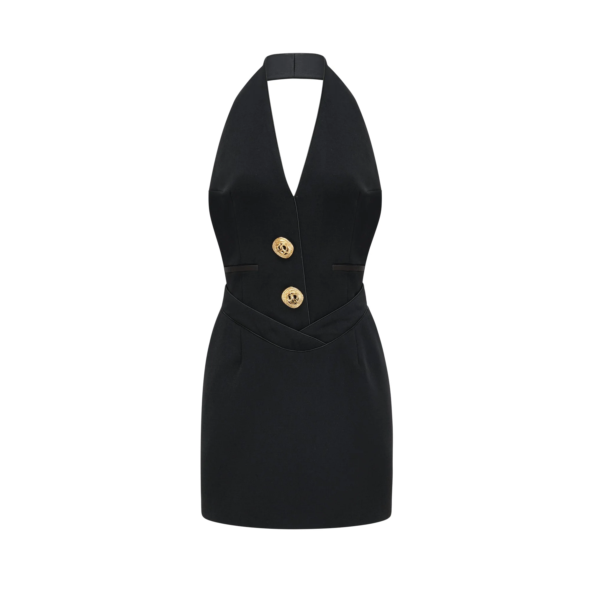 Jaques halterneck black mini dress