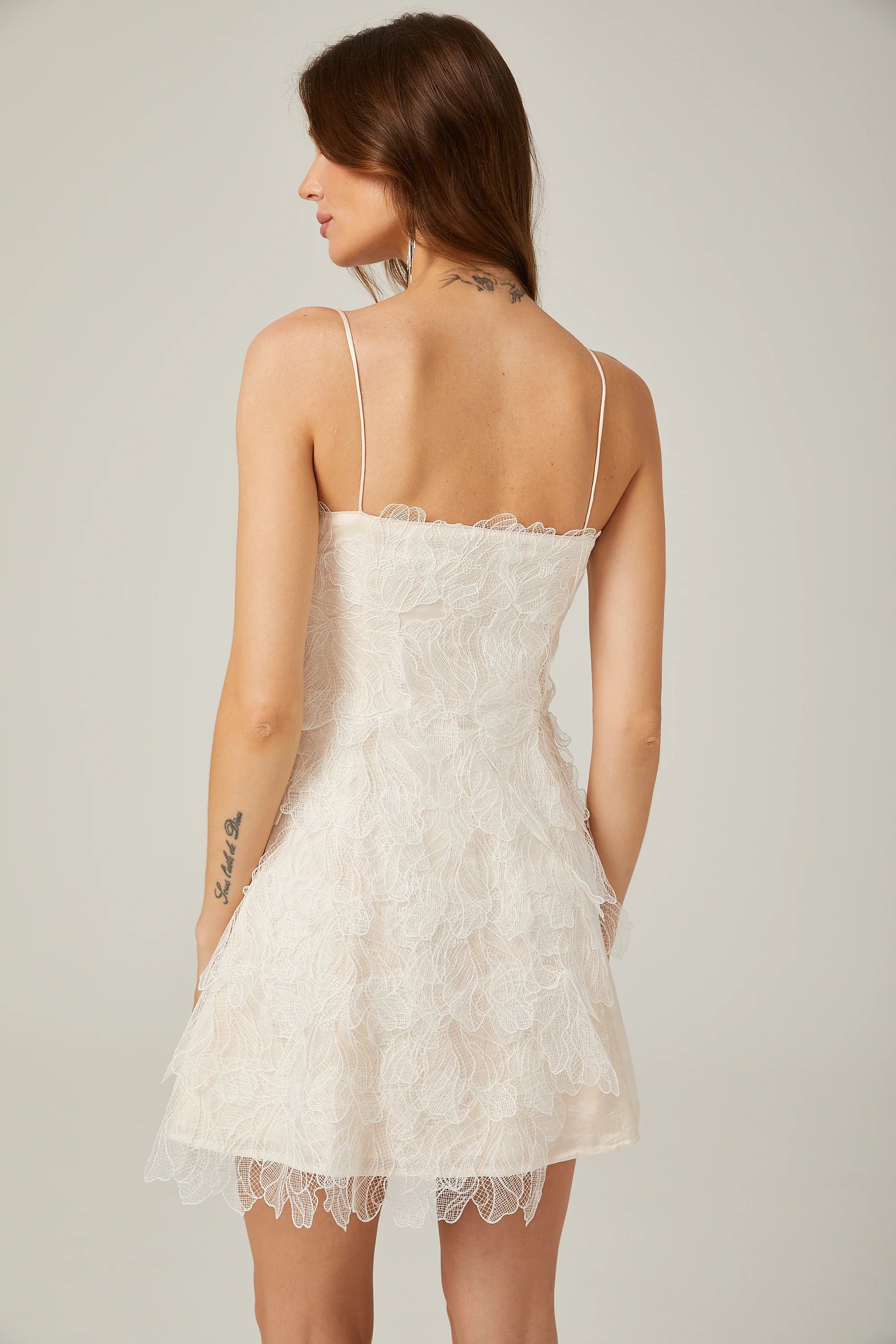 Brielle white lace sleeveless mini dress
