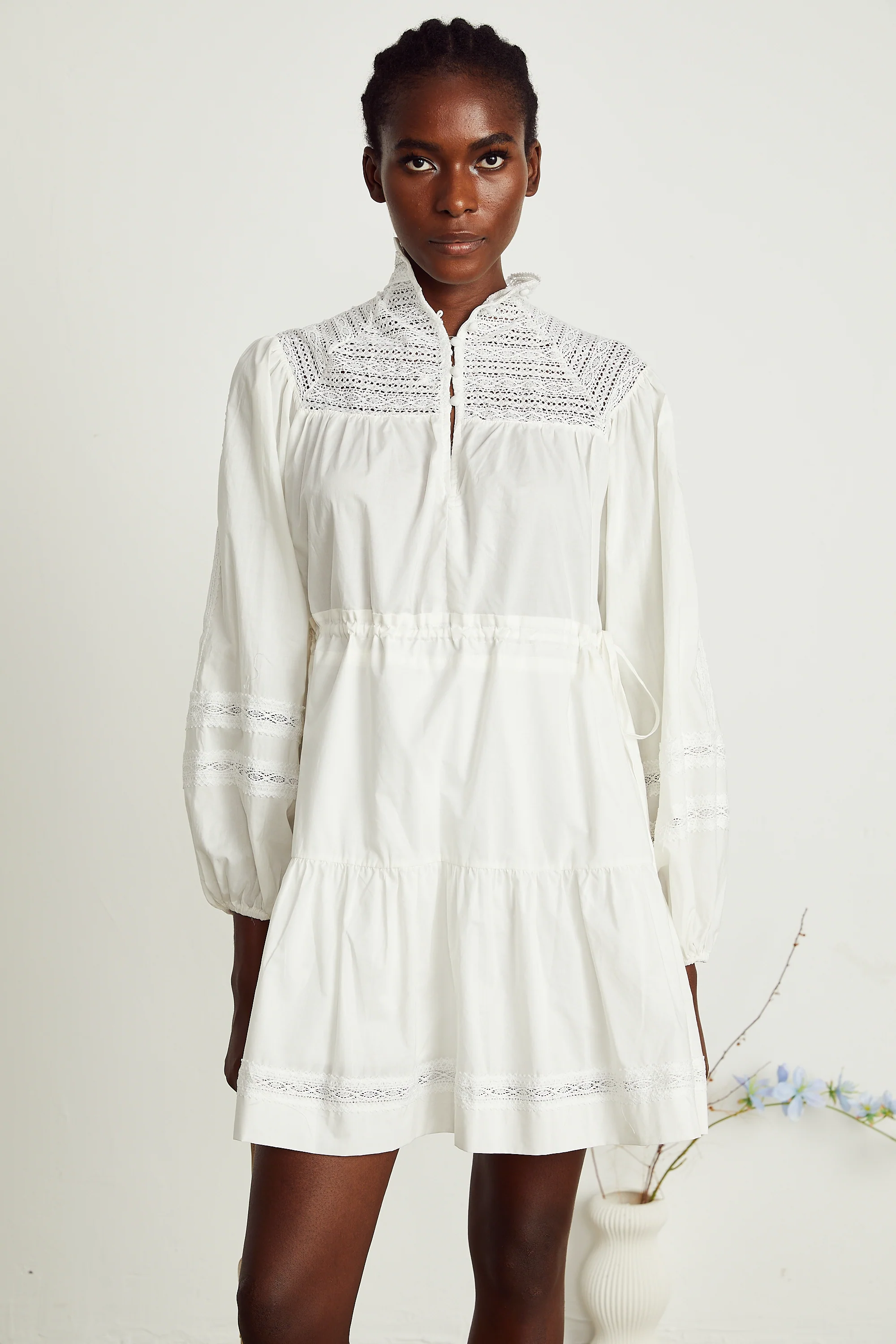 Eva white cut-out flared mini dress