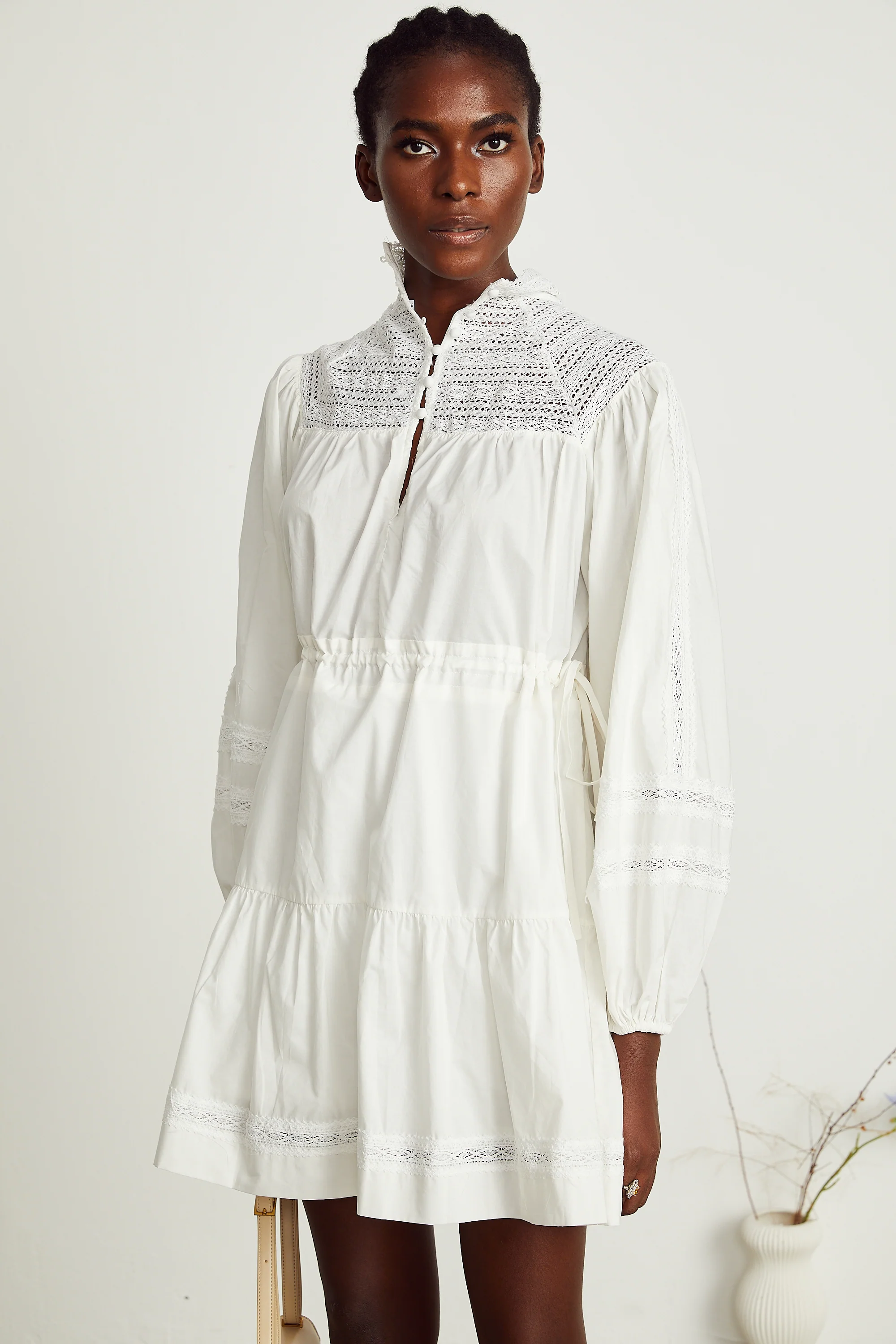 Eva white cut-out flared mini dress