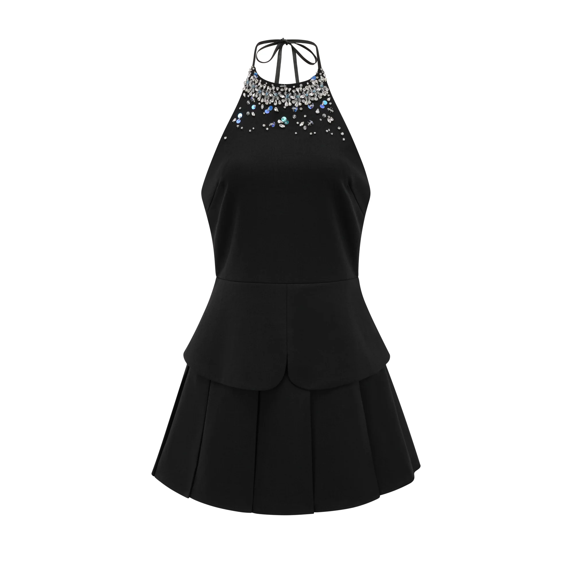 Fionula crystal-embellished pleated dress