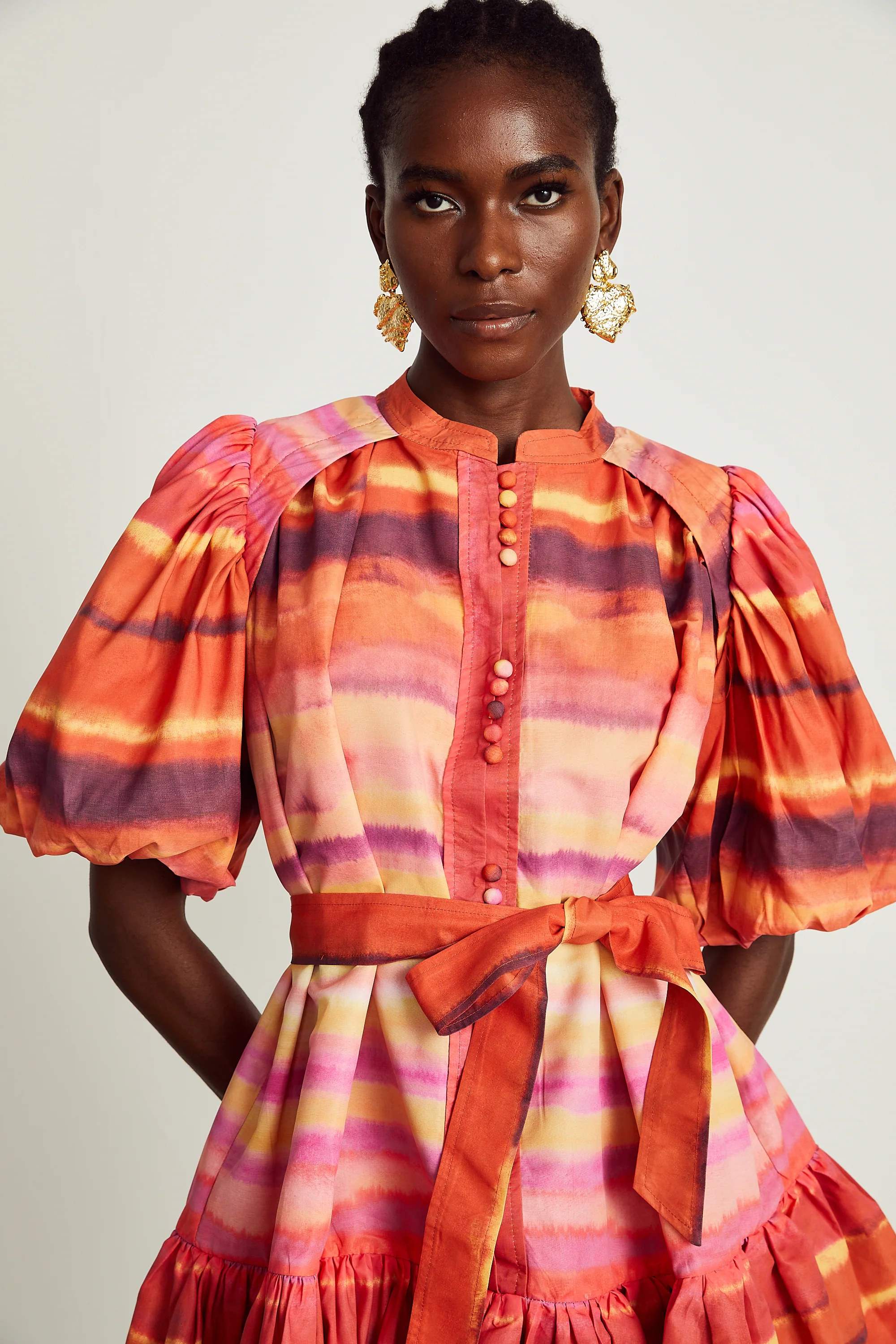 Sylvie belted-waist pleated mini dress