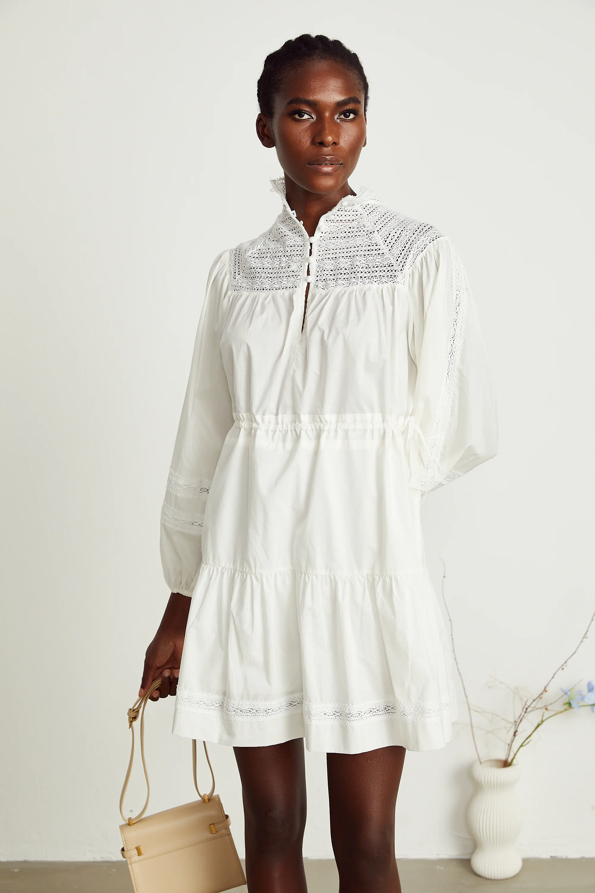 Eva white cut-out flared mini dress