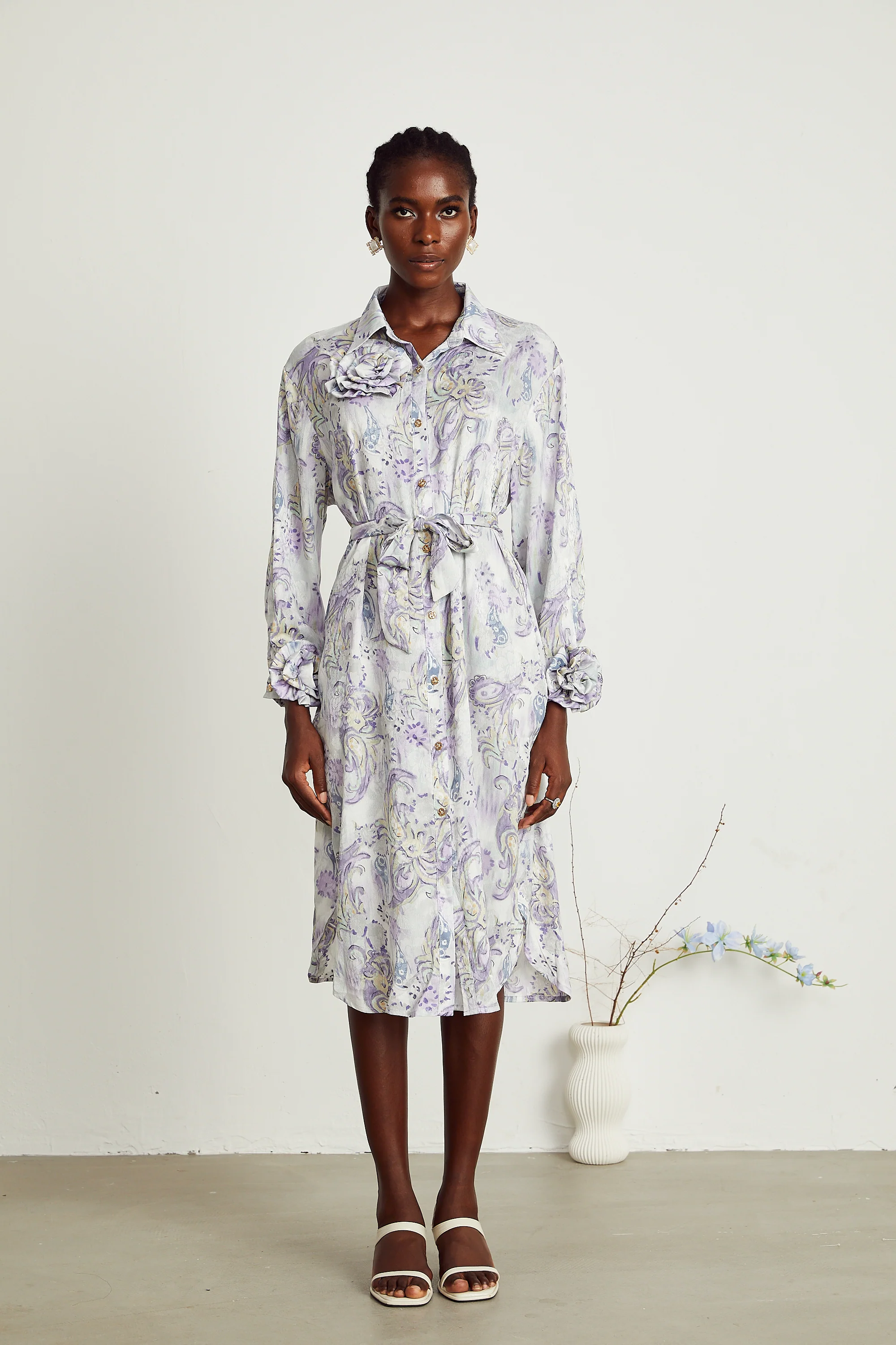 Clothilde 3d-petal floral midi dress