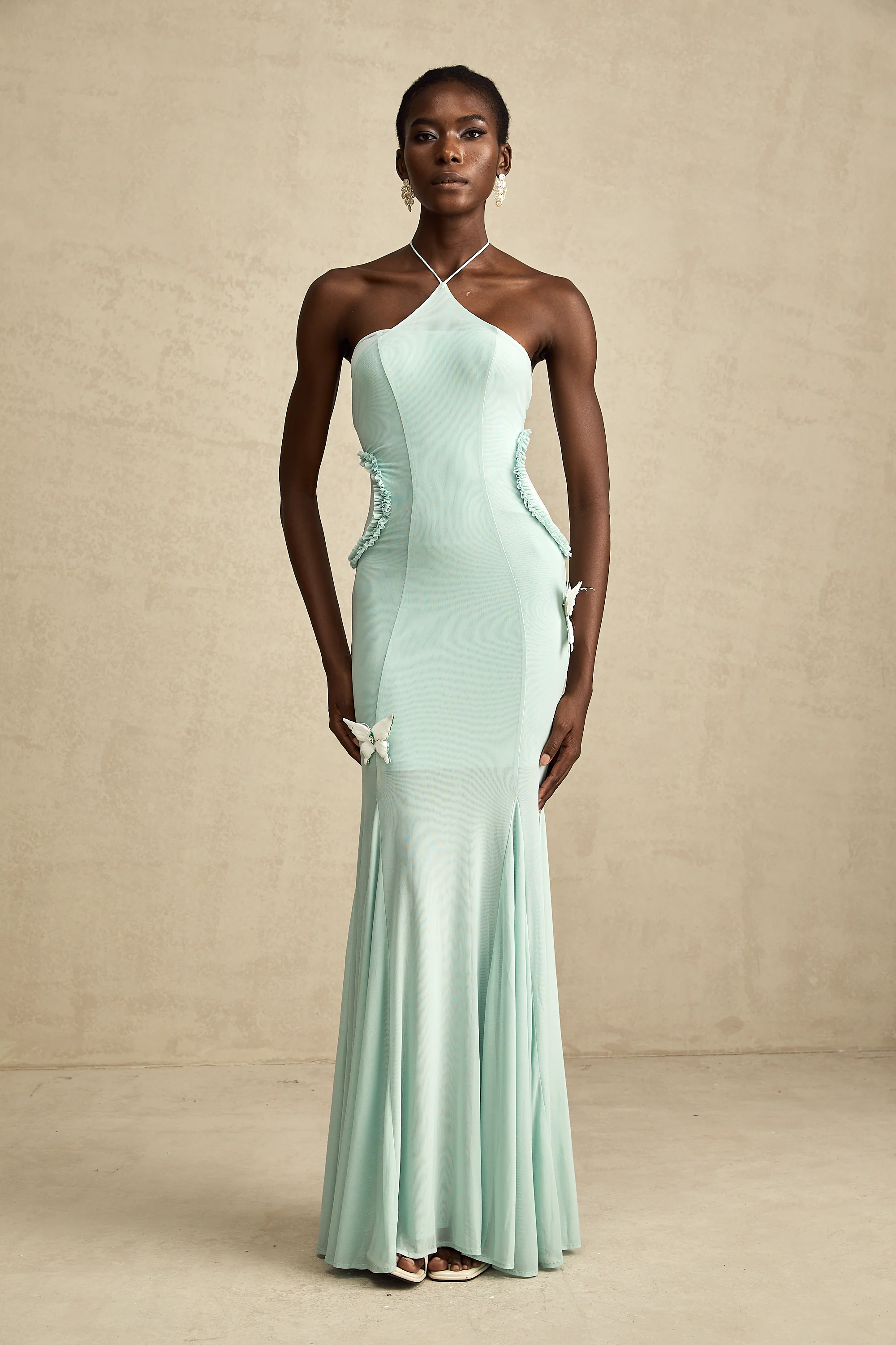 Amélie ruffle-detail butterfly maxi dress