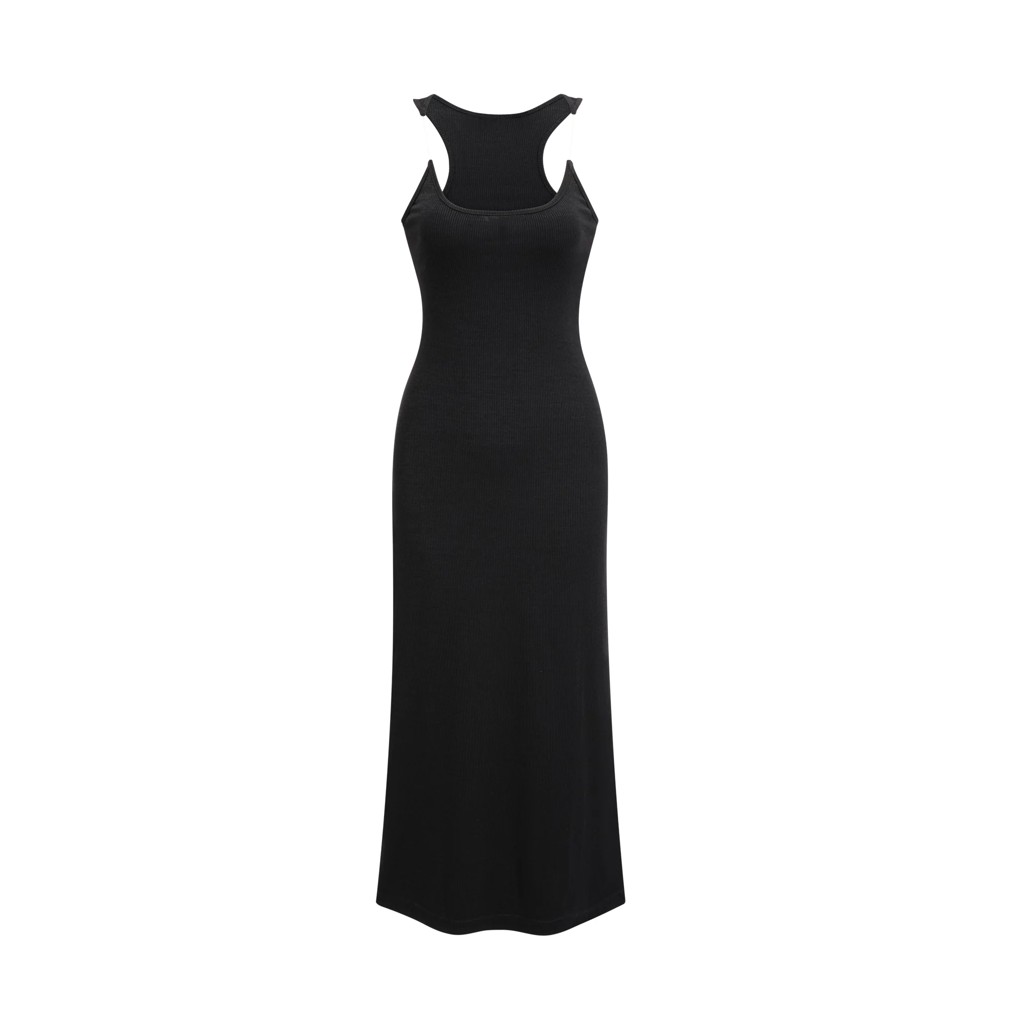 Madeleine invisible-strap ribbed maxi dress