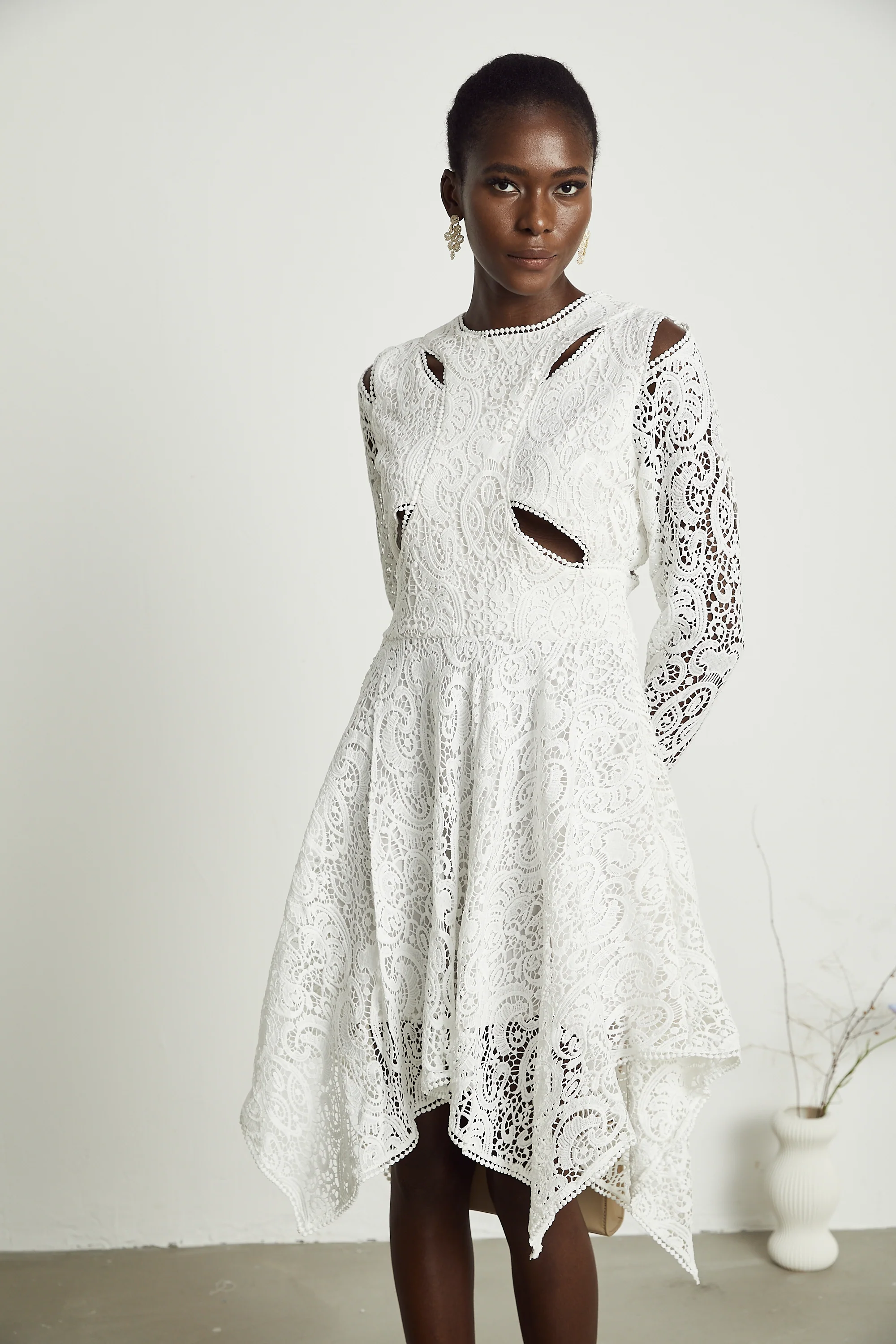 Sophie lace embroidered cut-out midi dress