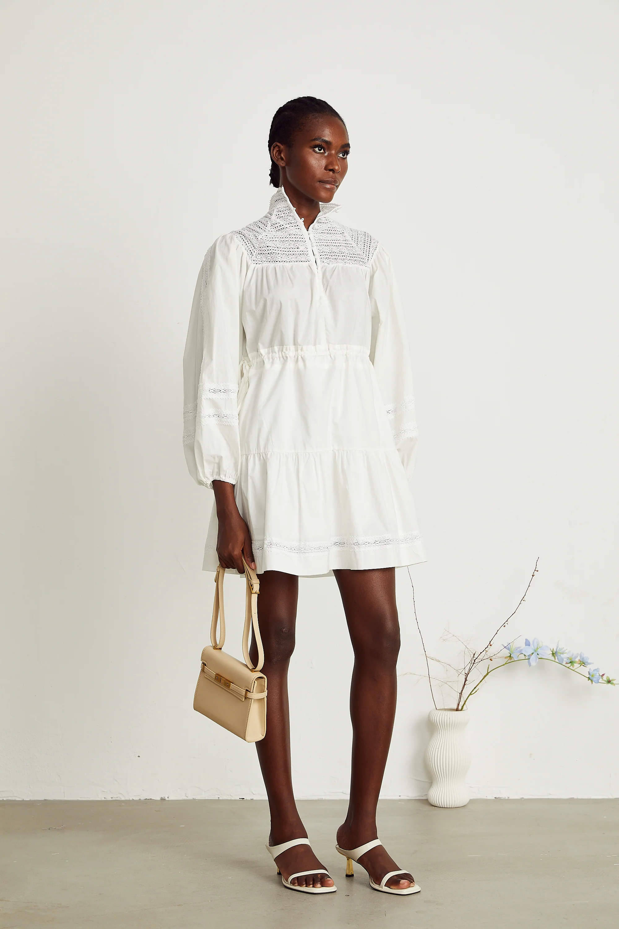 Eva white cut-out flared mini dress