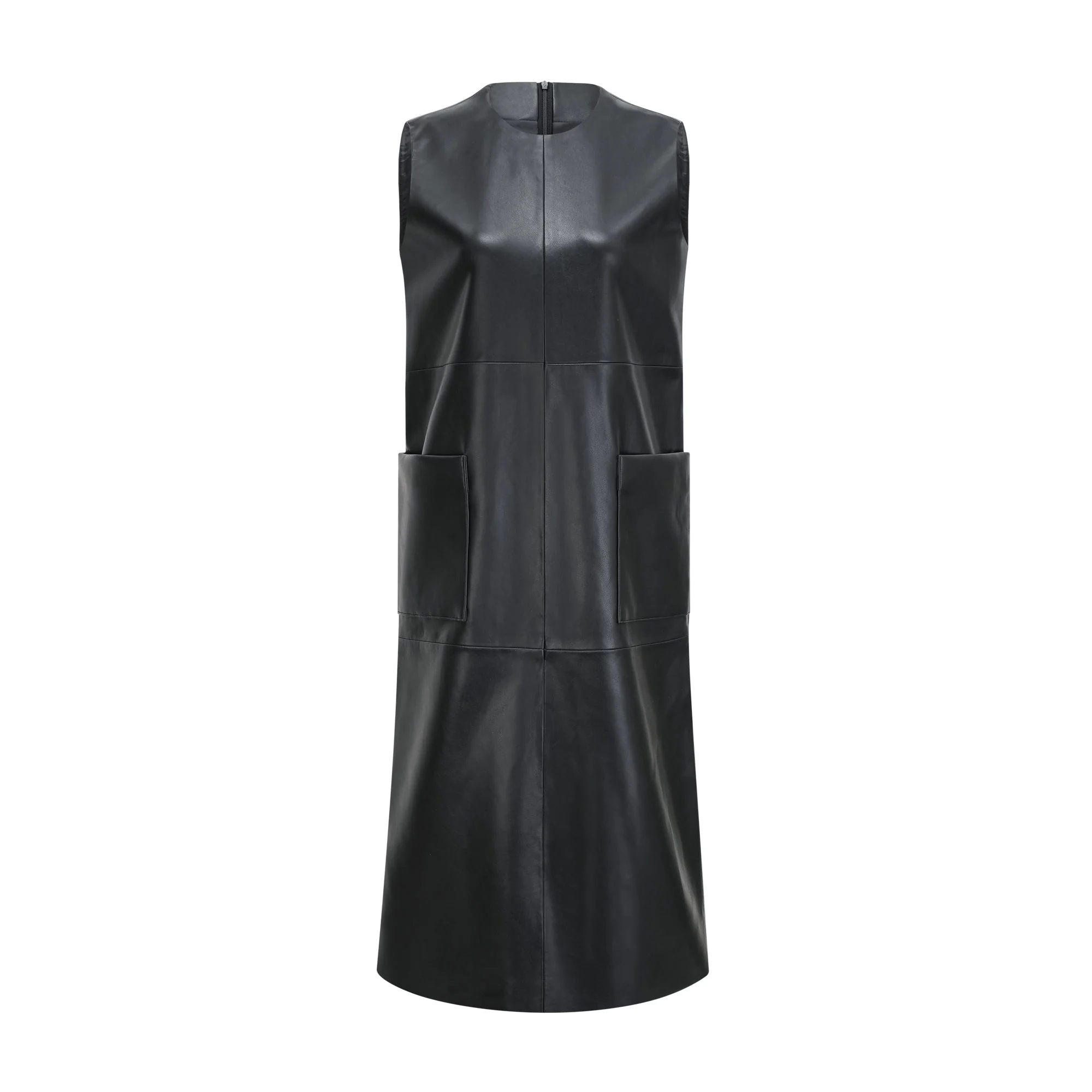 Margot black leather midi dress