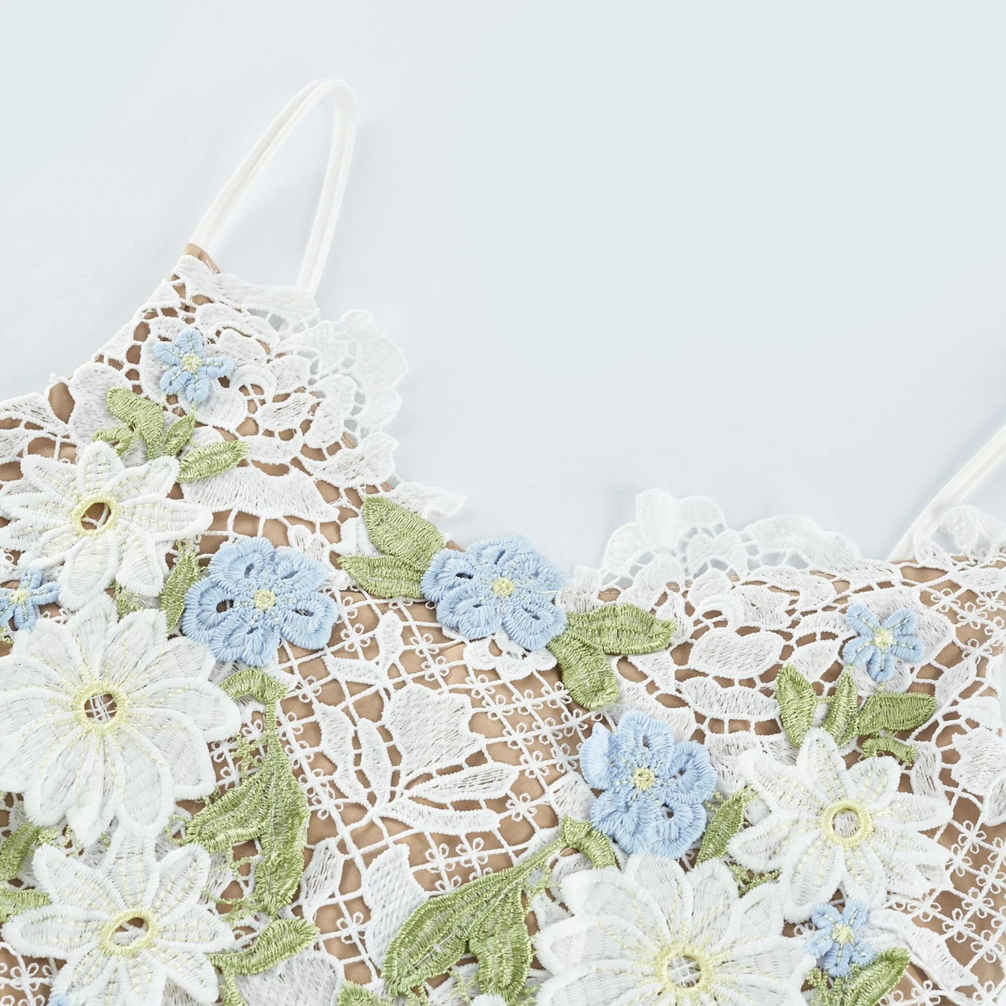 Hermine faux-floral embellished semi-sheer midi dress