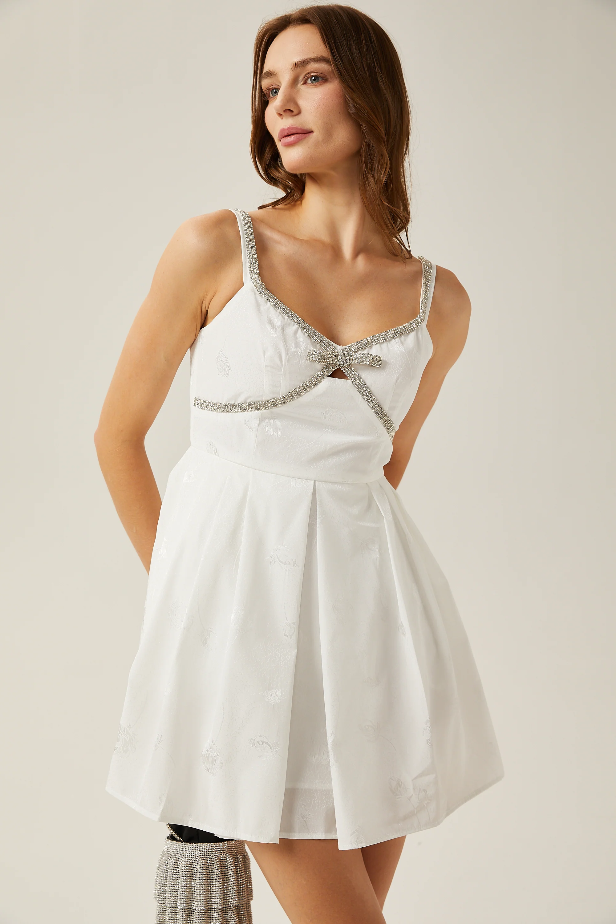 Élodie white bow-detail embellished mini dress