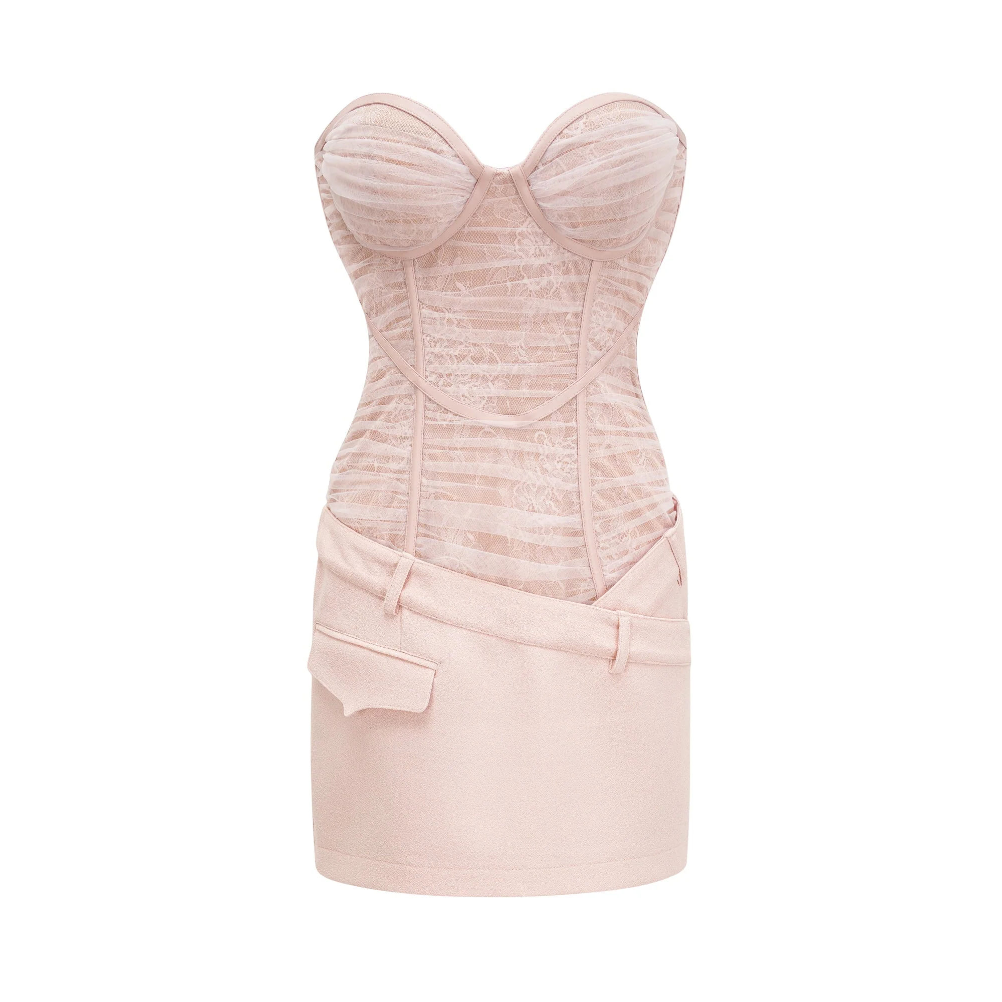 Cerys pink mesh mini dress