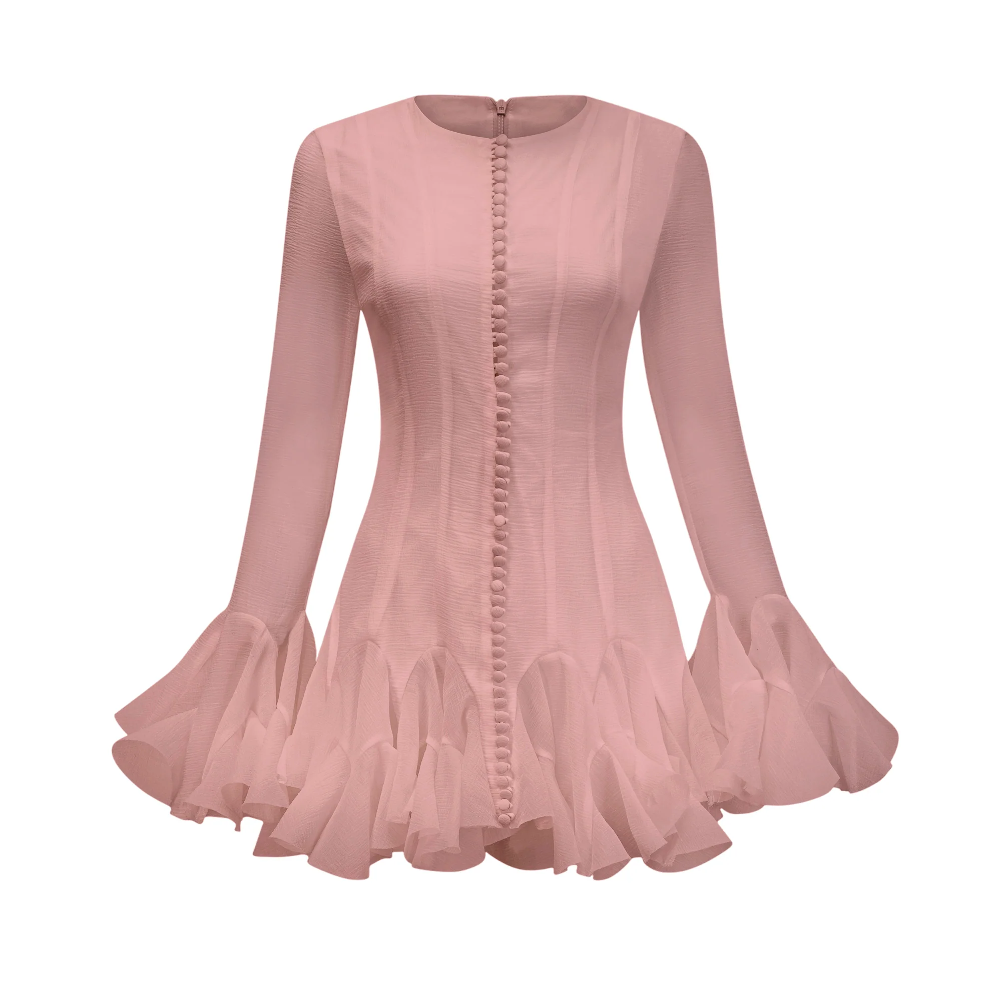 Anaïs semi-sheer flared mini dress