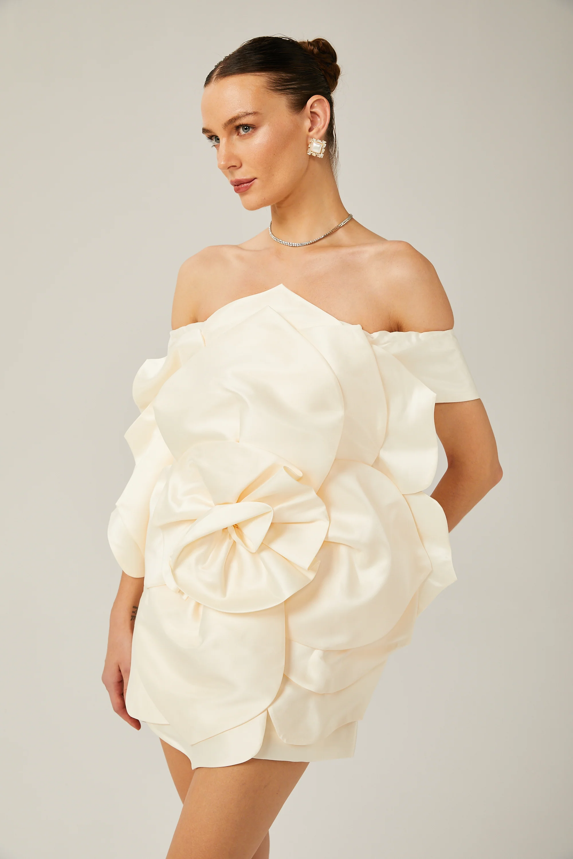 Sabine floral-appliqué off-shoulder mini dress