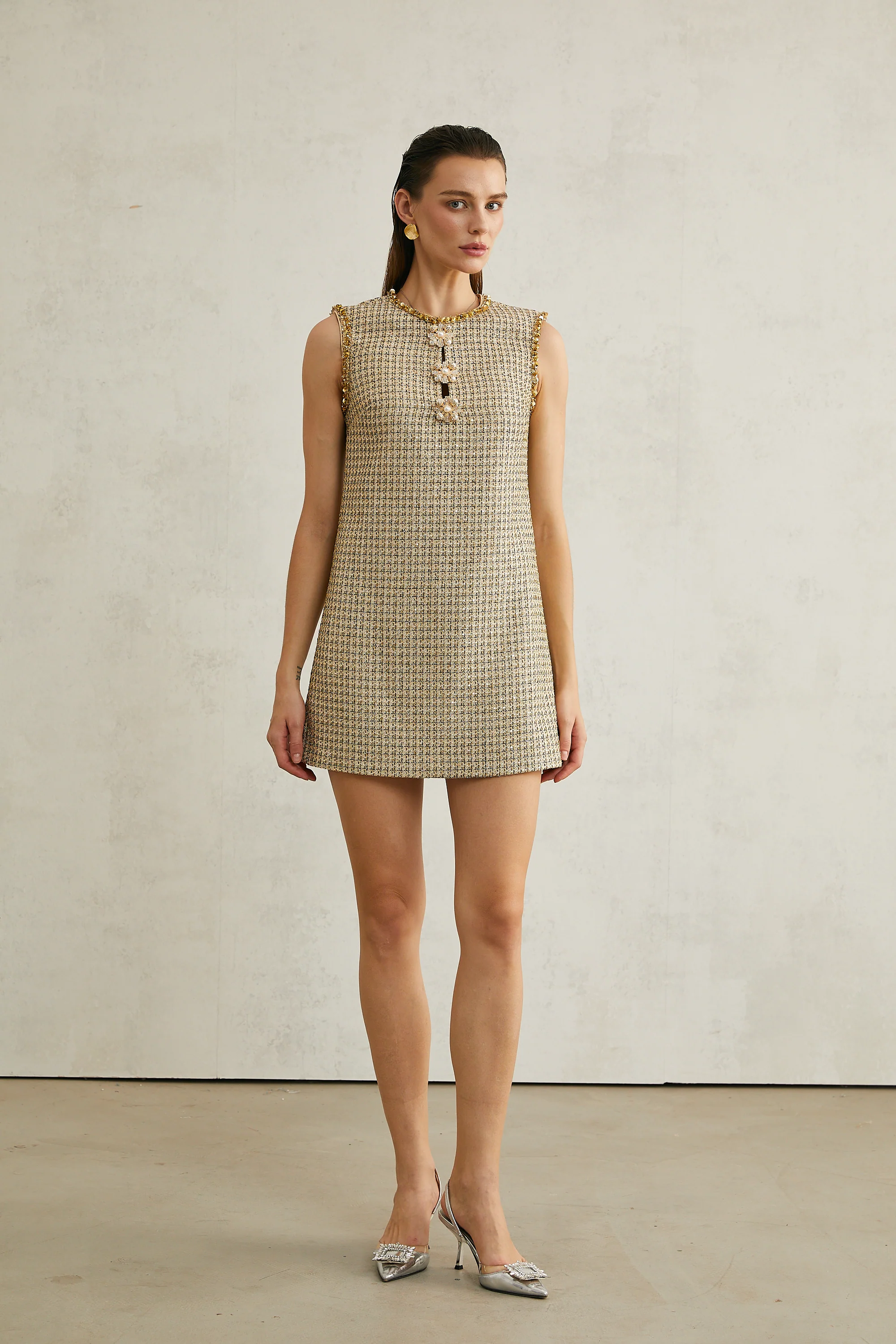Éléonore tweed sleeveless mini dress