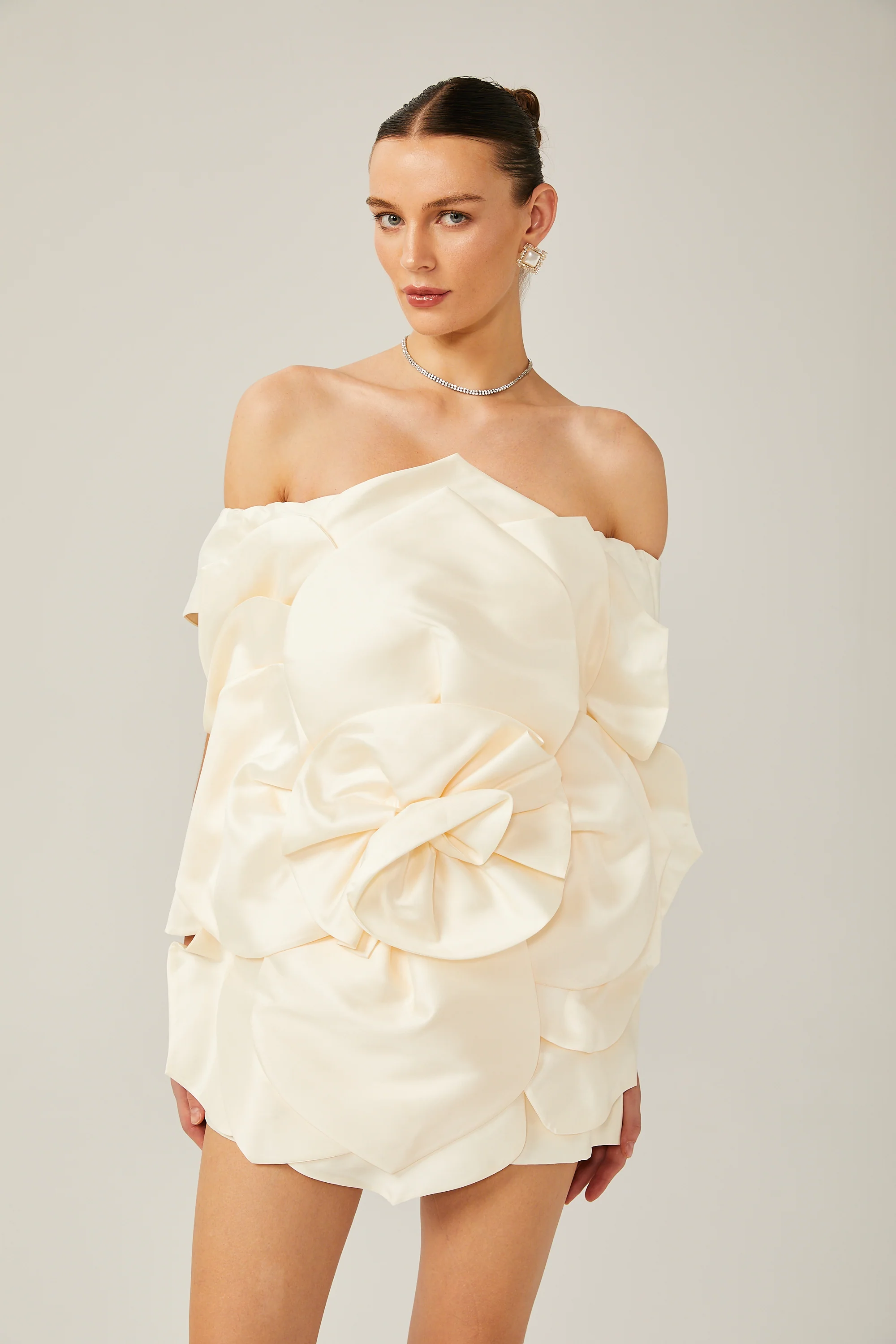 Sabine floral-appliqué off-shoulder mini dress