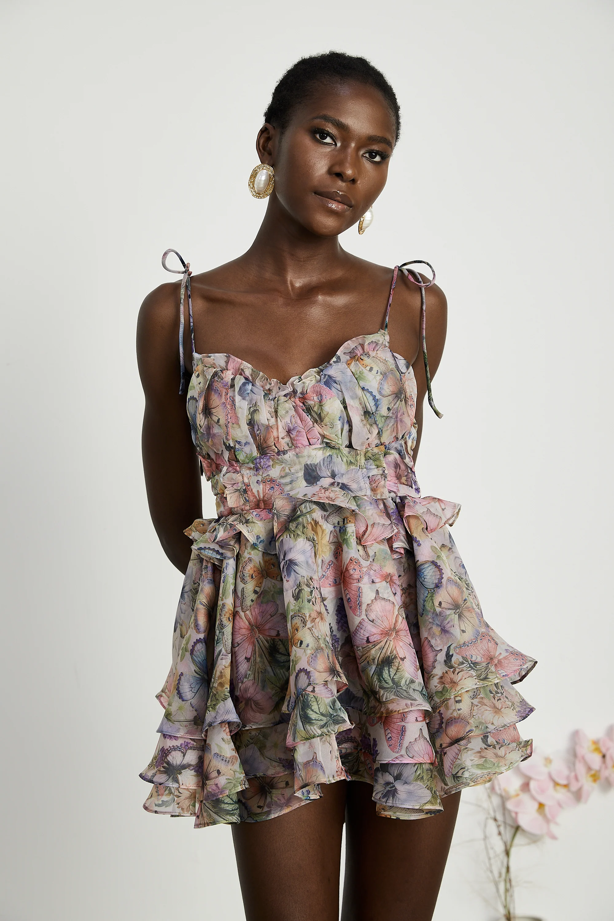 Juliette floral print pleated mini dress