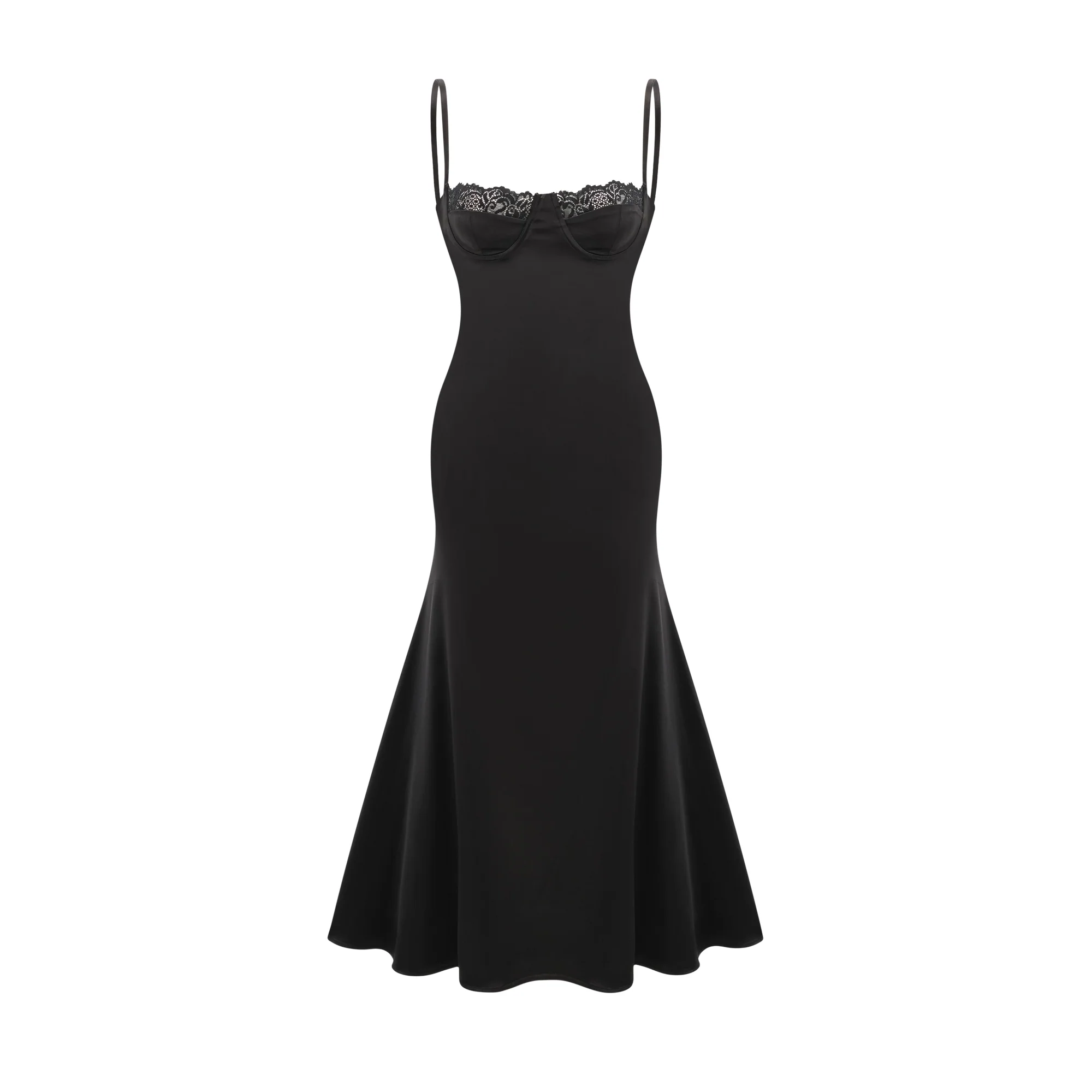 Larisa lace-trim satin midi dress