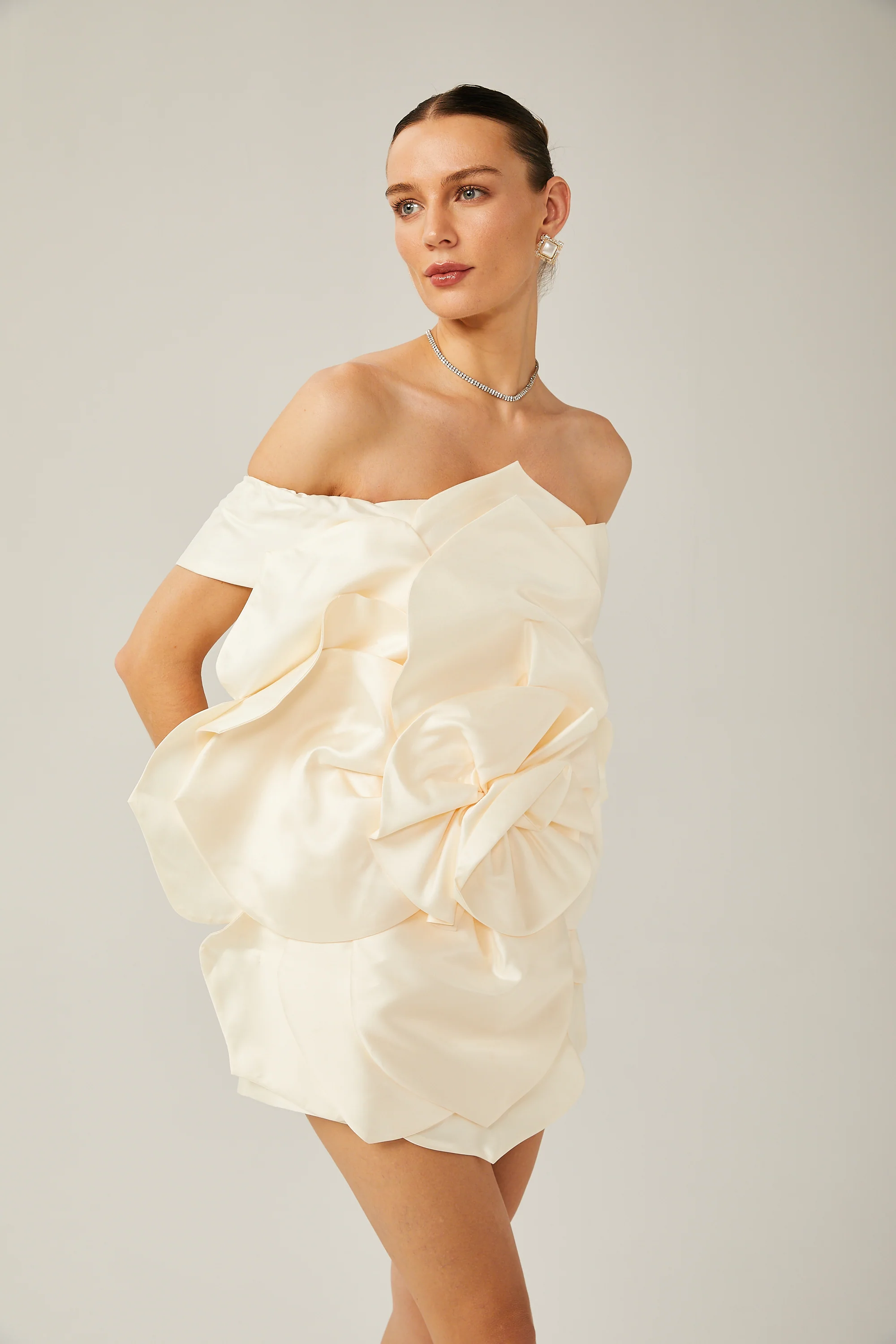 Sabine floral-appliqué off-shoulder mini dress