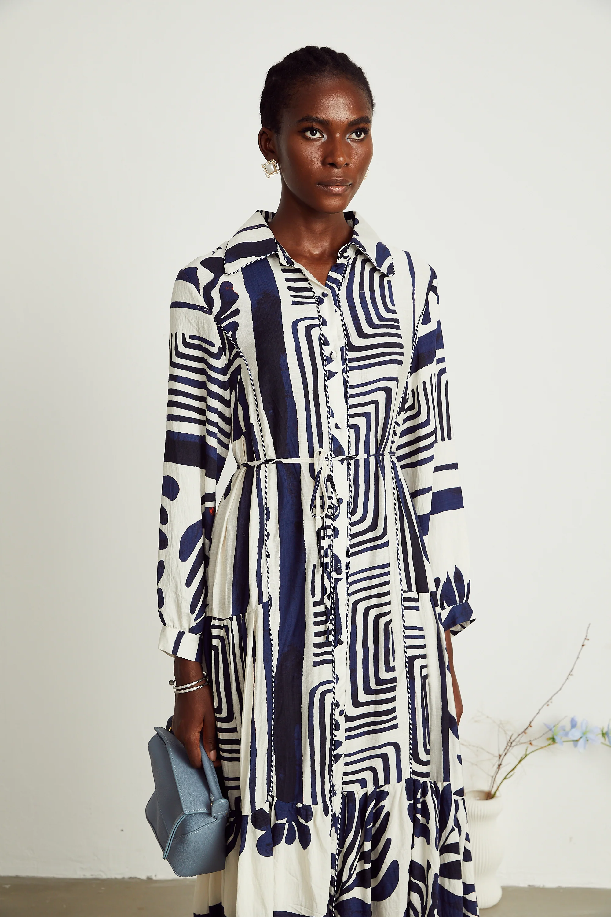 Colette geometric-print midi dress