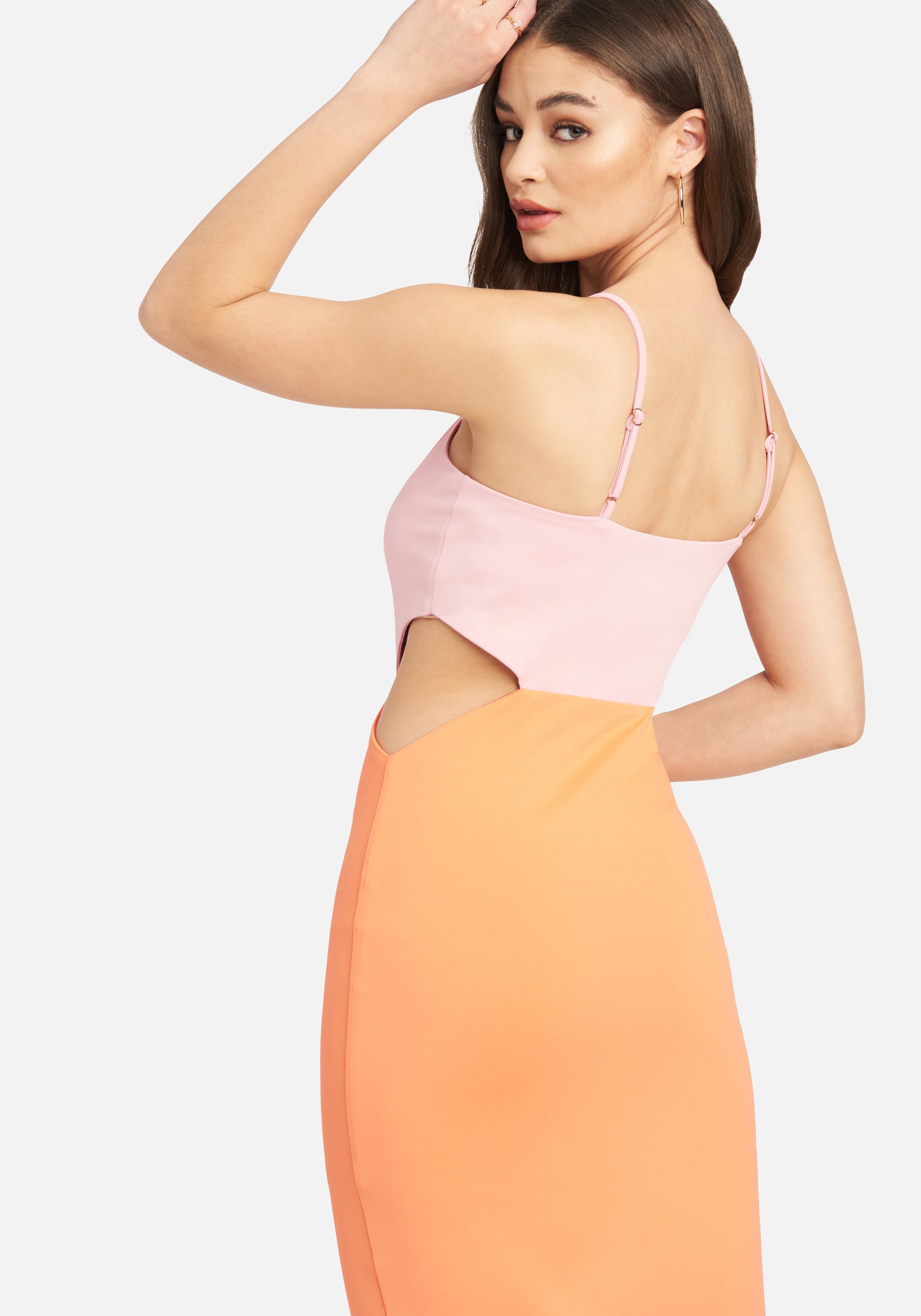 Side Cutout Midi Slit Dress