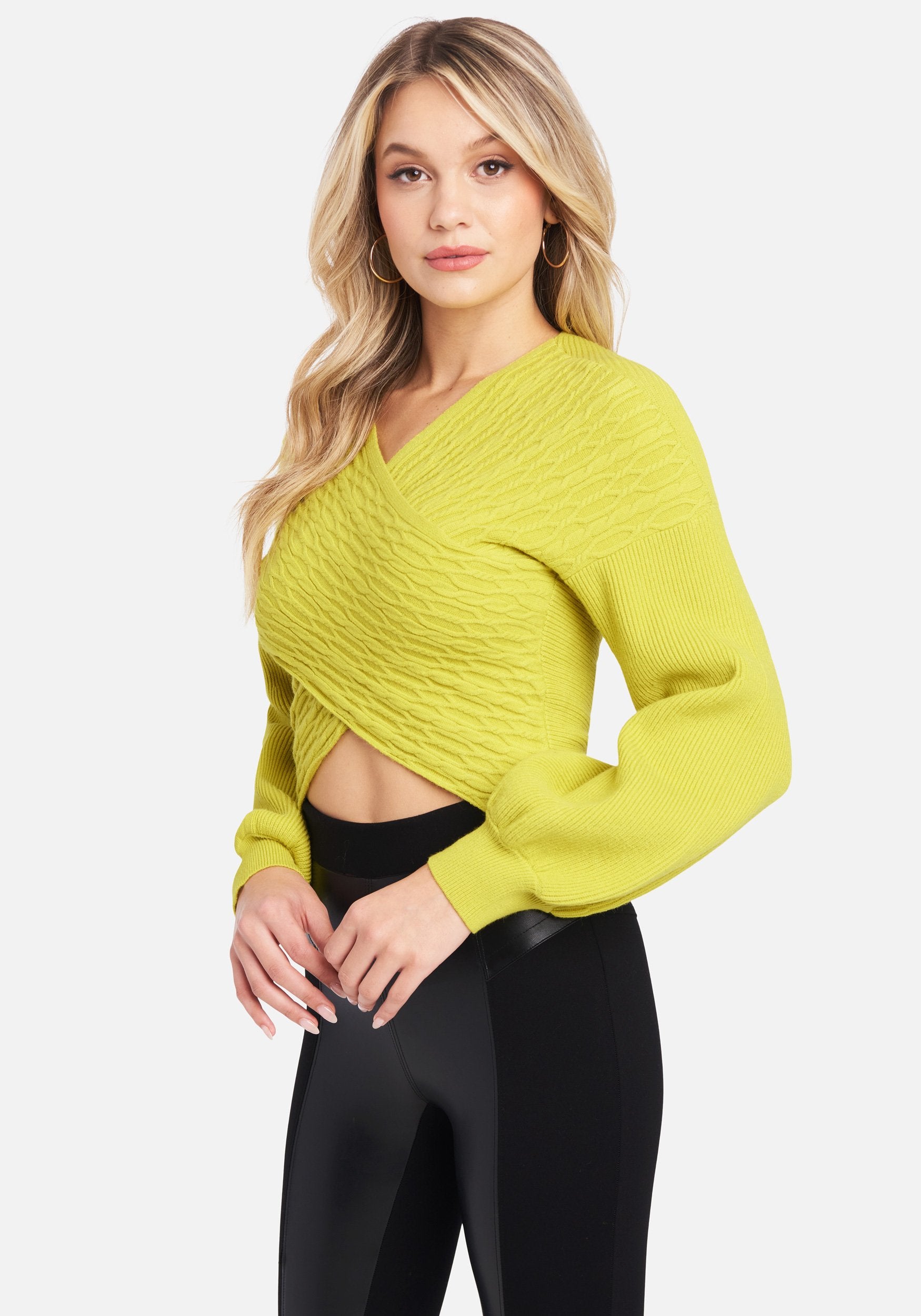 Cable Knit Cross Over Full Sleeve Sweater