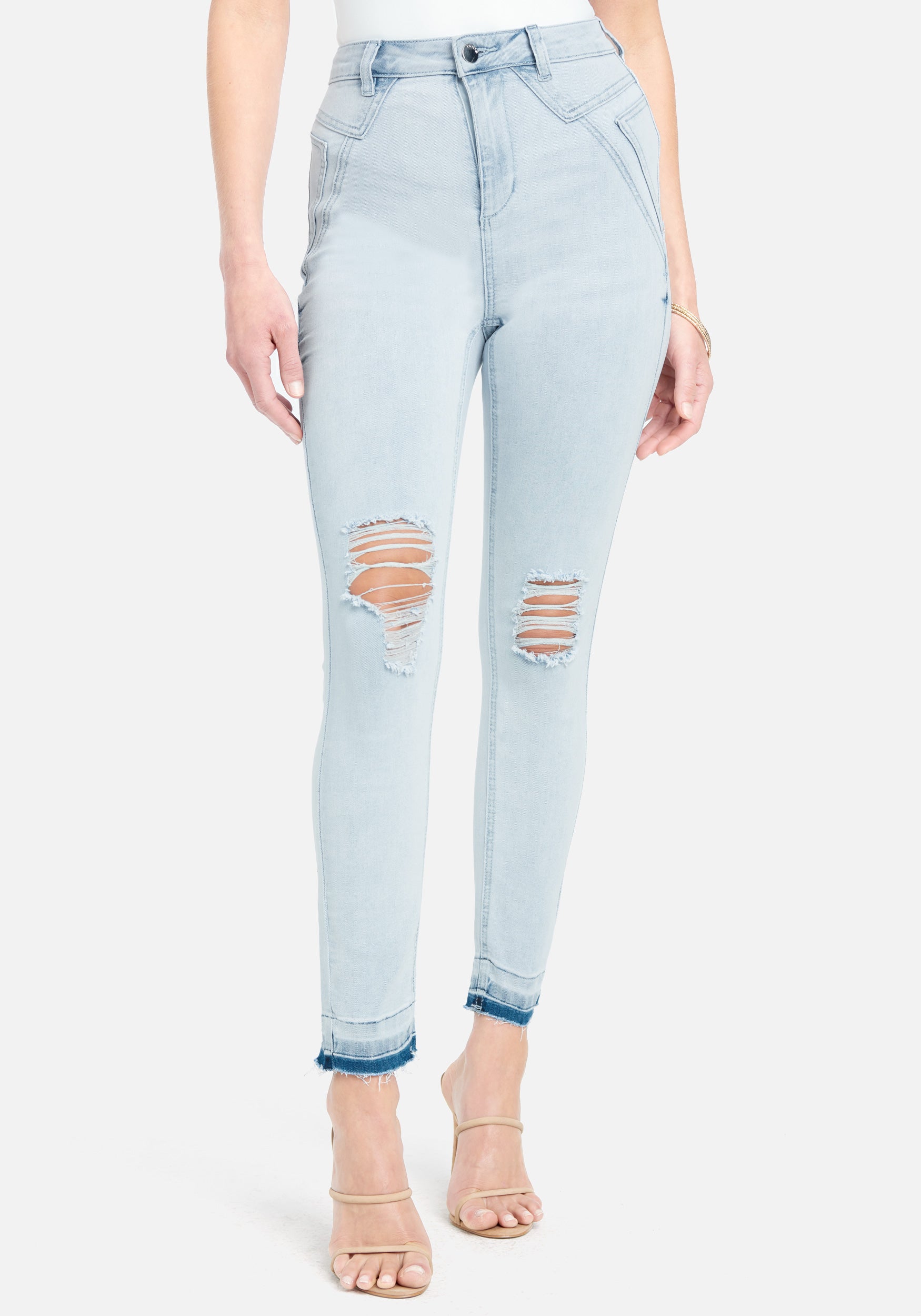High Waist Pocket Detail Skinny Jeans