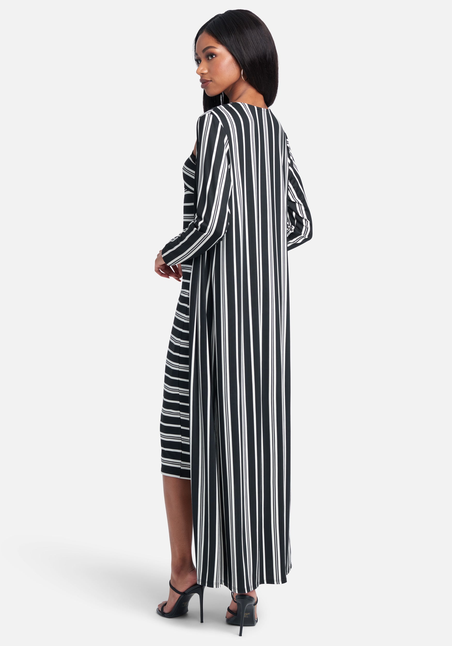 Striped 2-Piece Cardi And Midi Dress