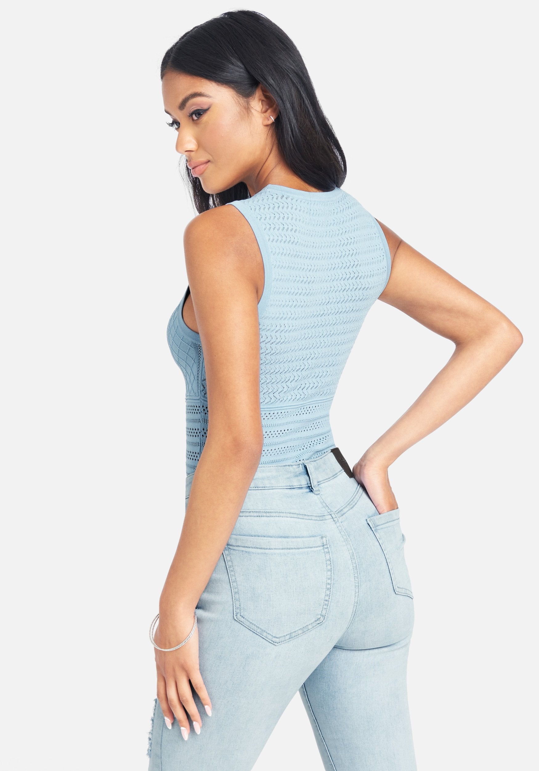 Pointelle Sleeveless Knit Top