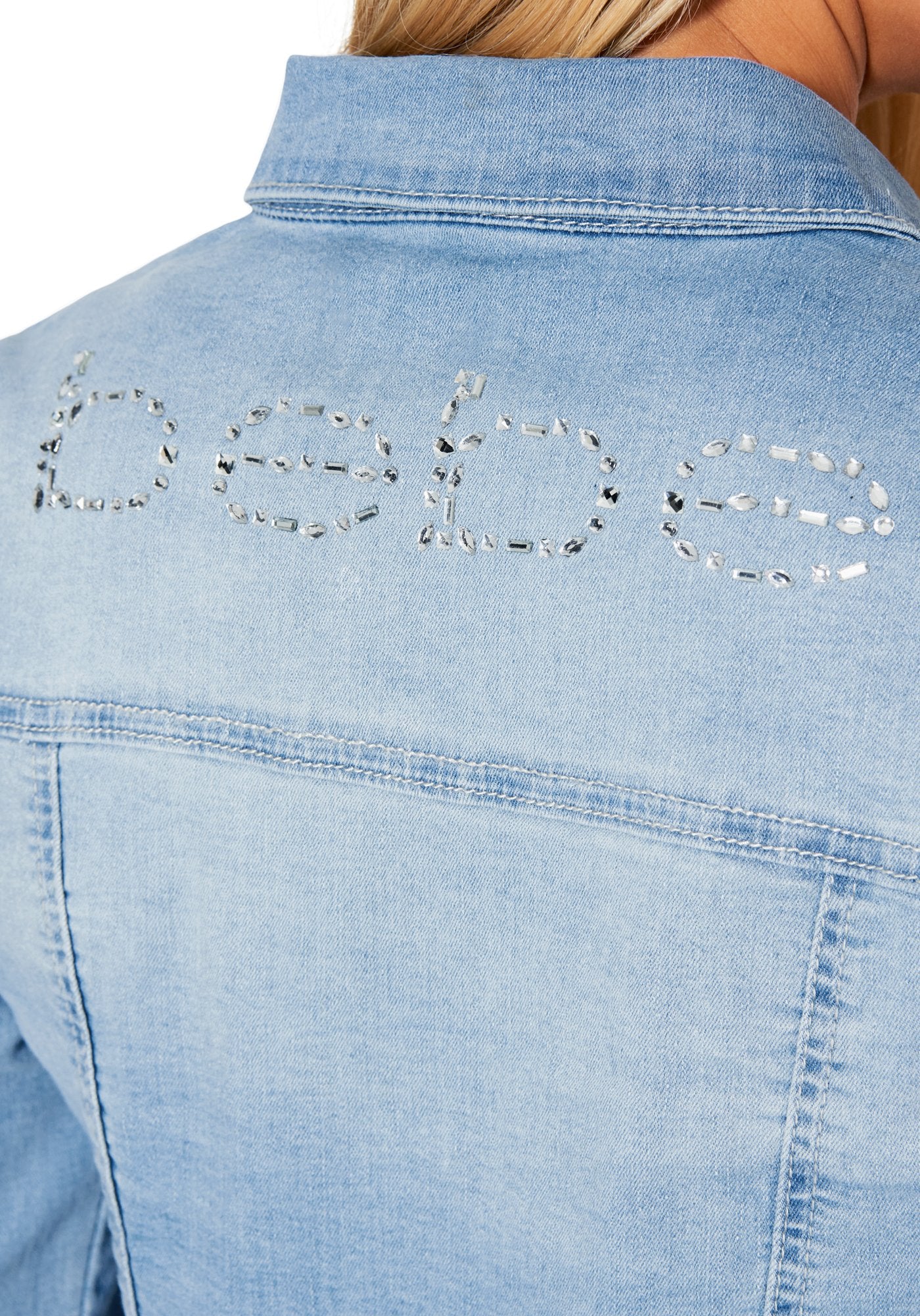 Bebe Logo Raw Hem Denim Jacket