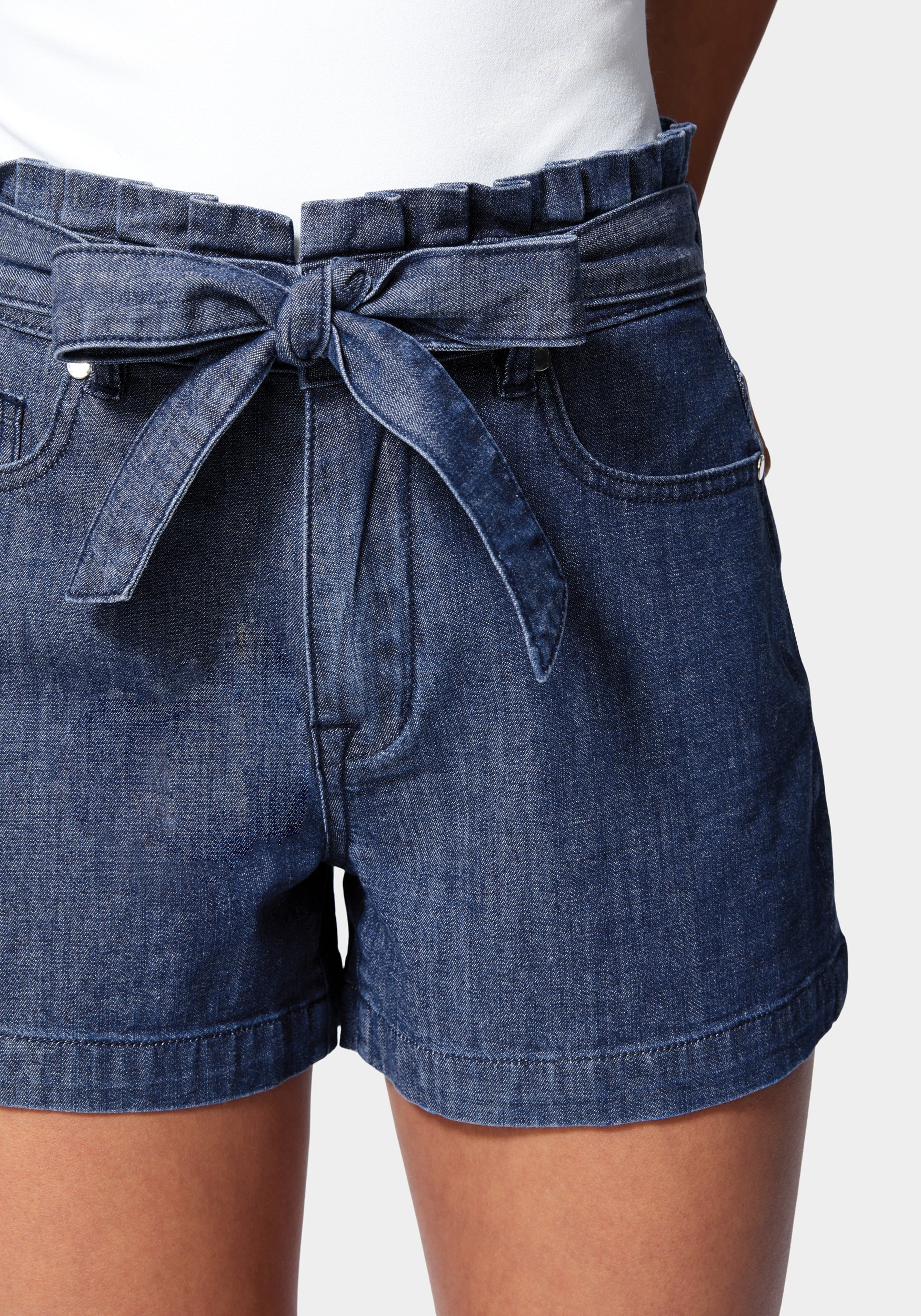 High Waist Paperbag Denim Short