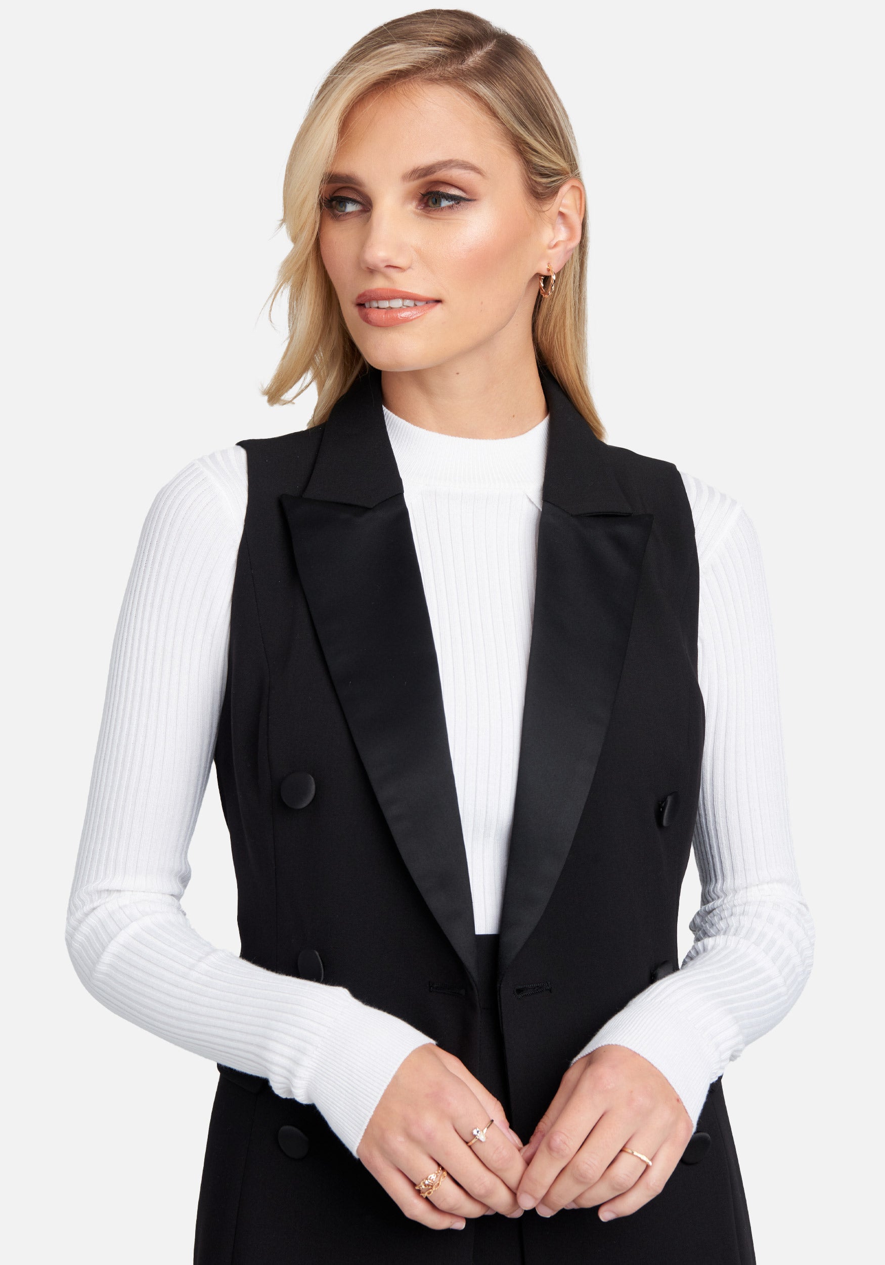 Tuxedo Style Stretch Twill Double Breast Vest