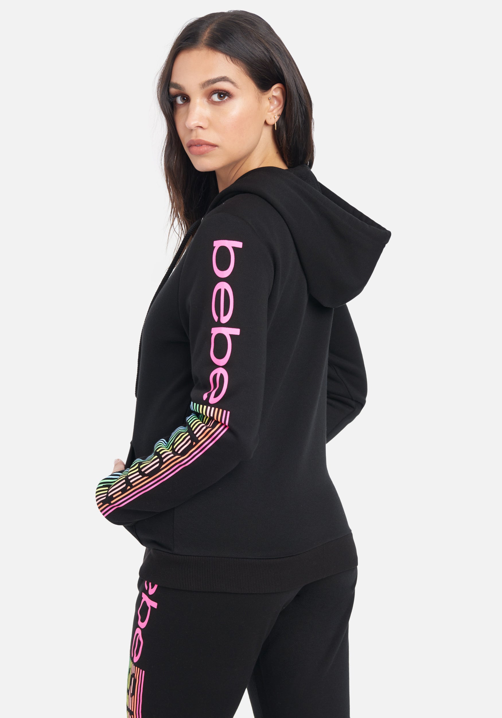 Bebe Sport Reflector Print Zip-Up Hoodie