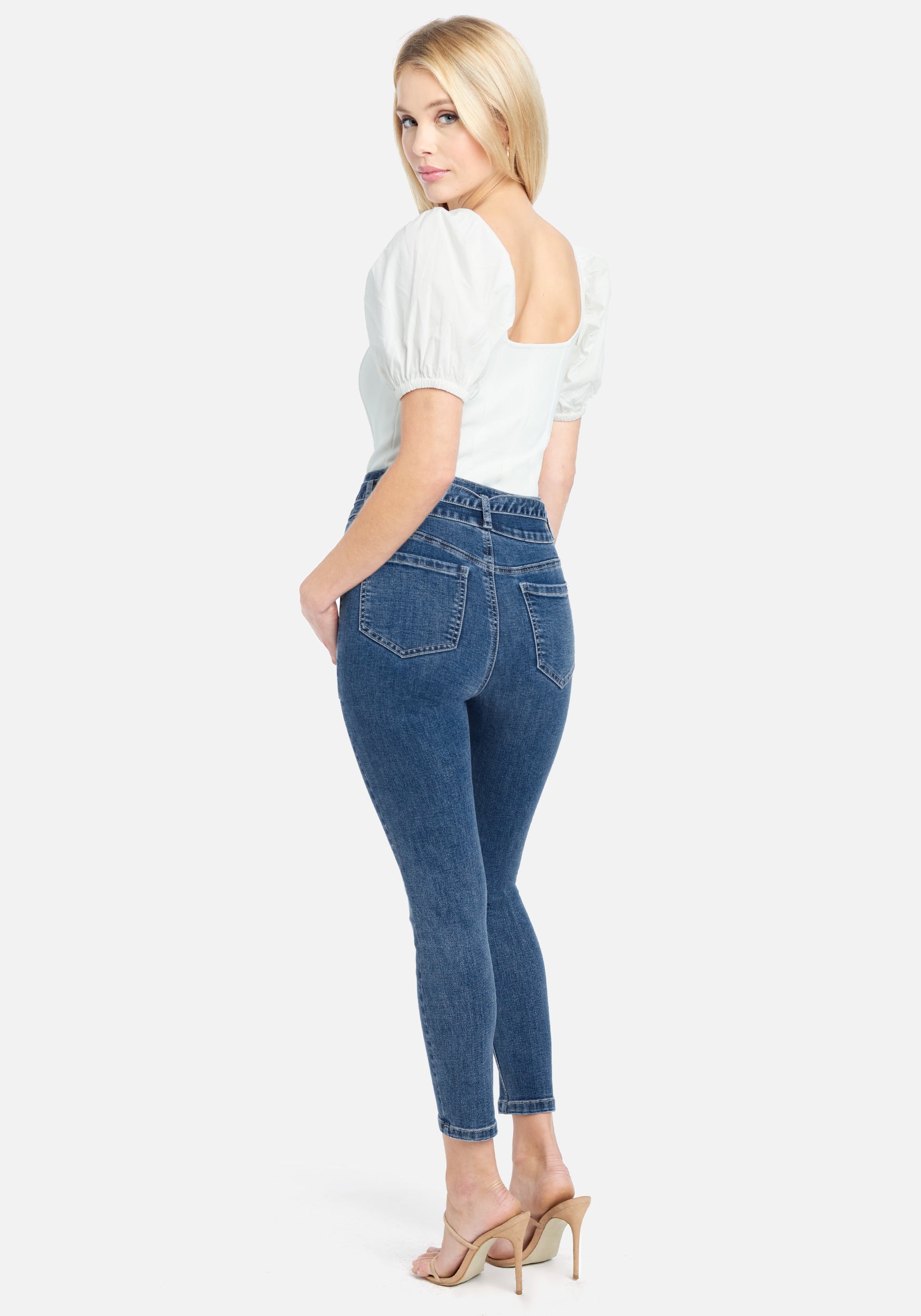 Hight Waist Tie Waist Seam Detail Jeans