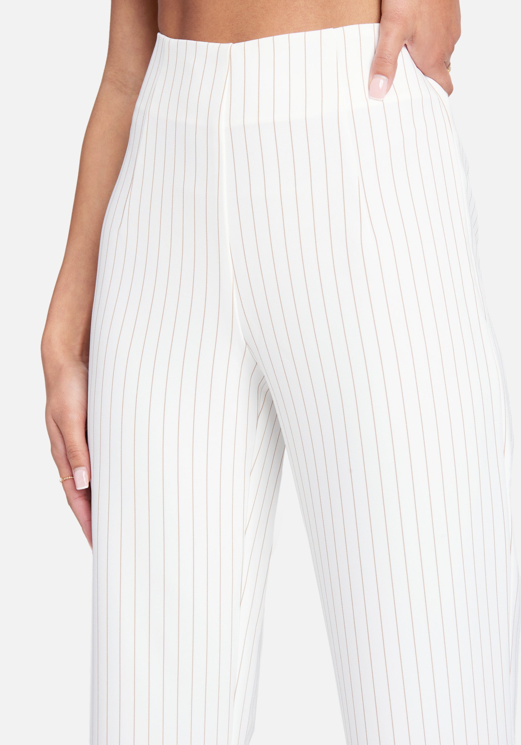Stripe Twill High Waist Wide Leg Pant