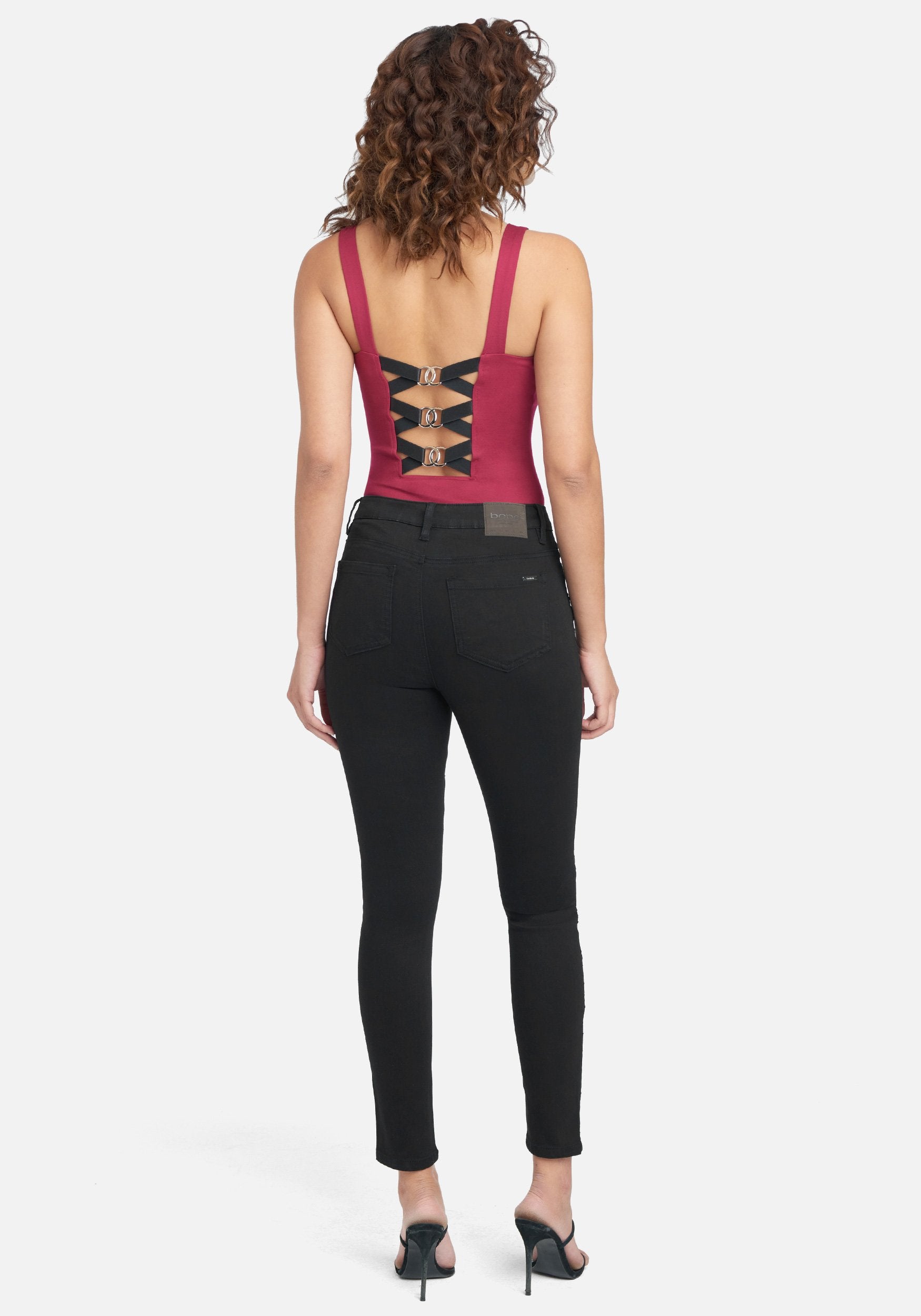 Lace Detail Black Wash Skinny Jeans