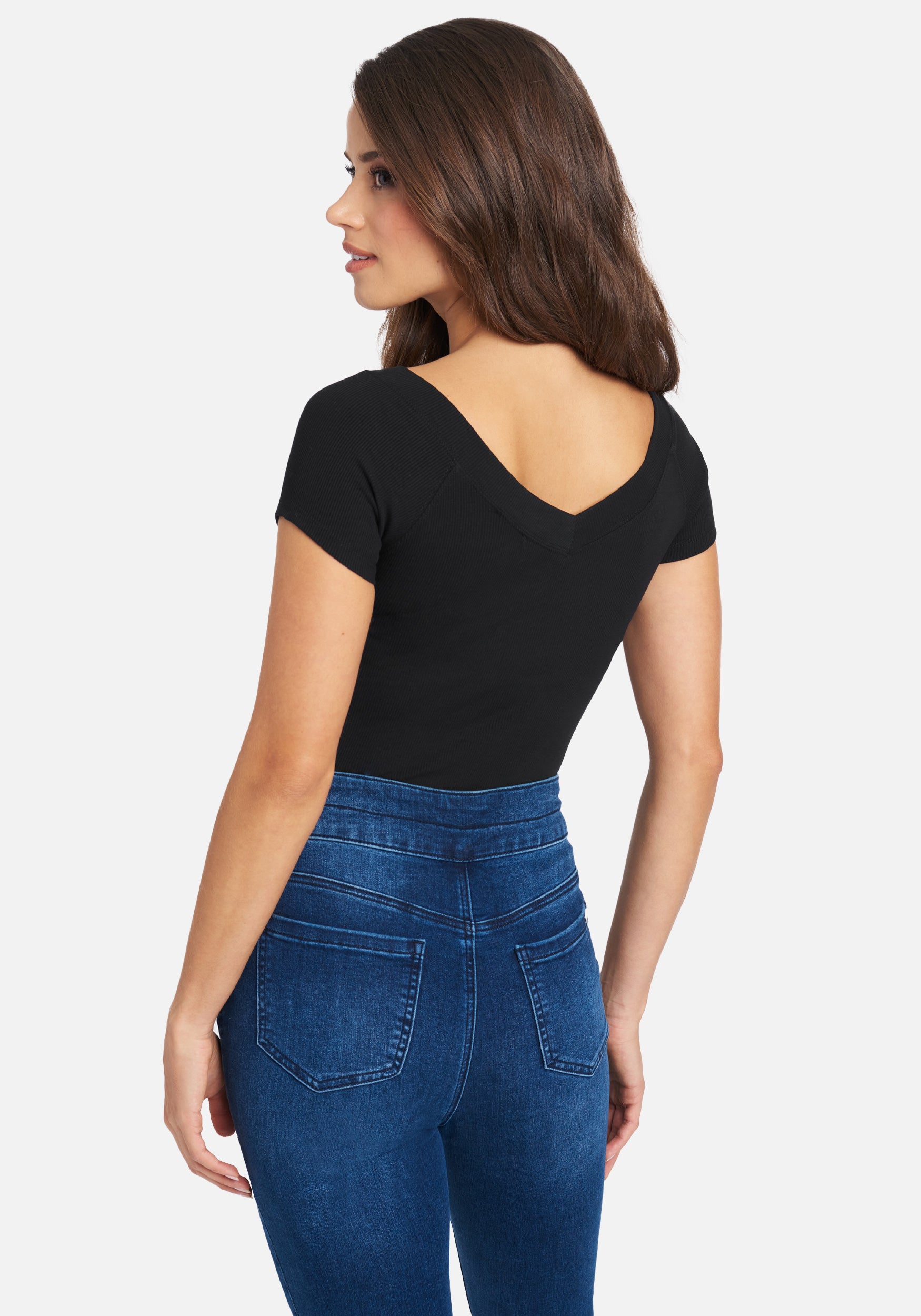 Crystal Logo Double V-Neck Short Sleeve Tee