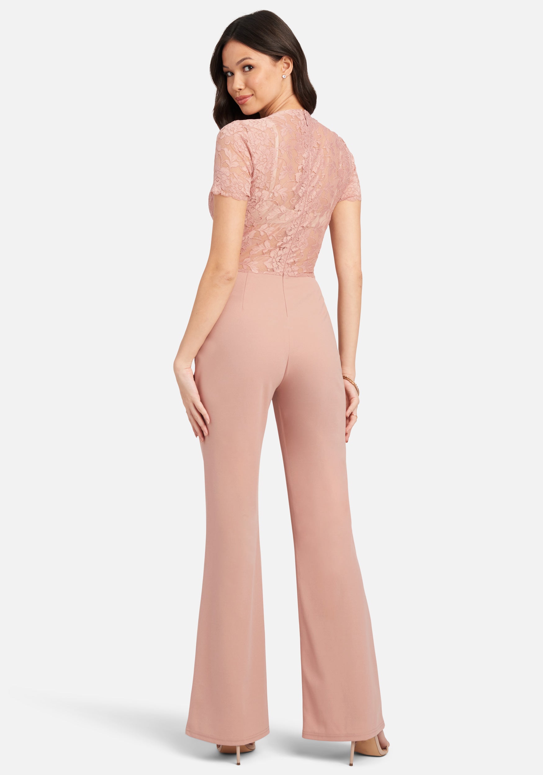 Deep V Lace Wide Leg Jumpsuit