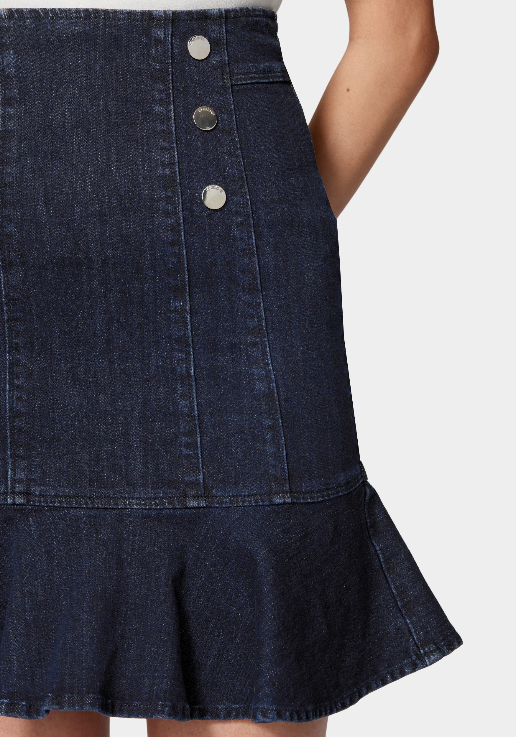 Flutter Multi Button Denim Skirt