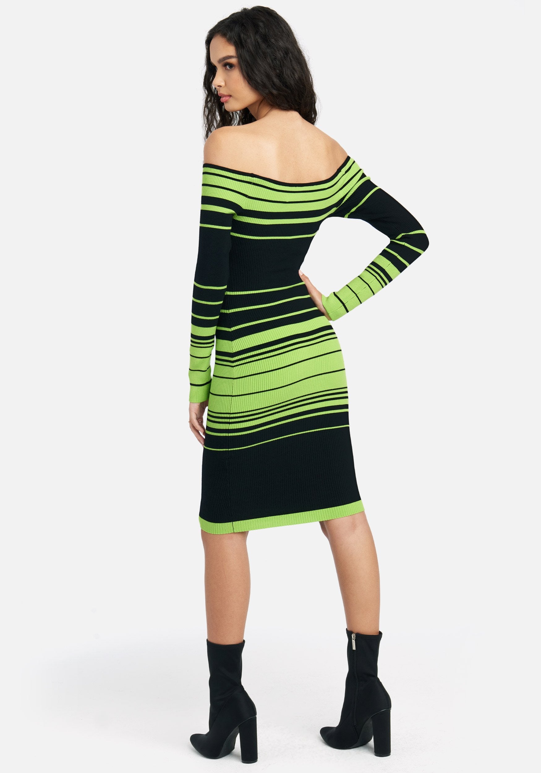 Geo Stripe Neon Sweater Dress