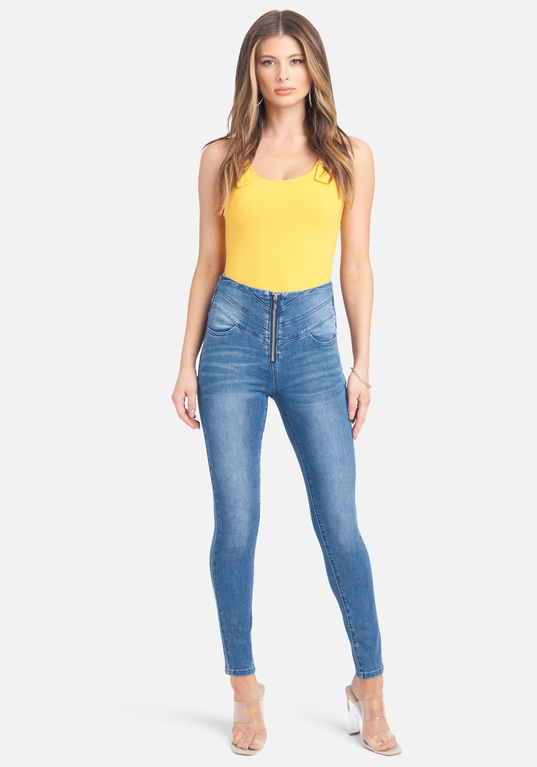 Zipper Fly High Waist Skinny Jeans