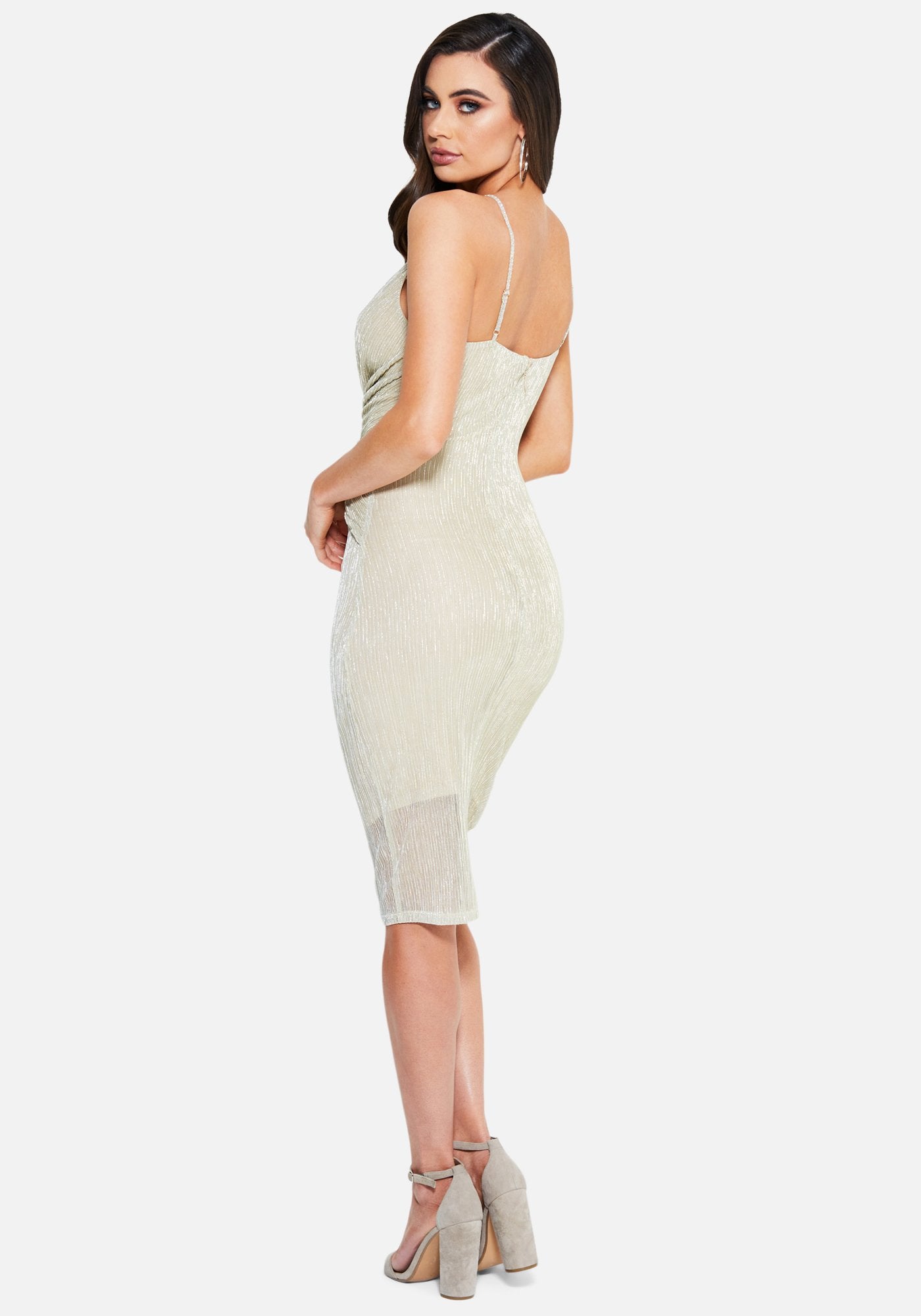 Knot Front Lurex Midi Dress