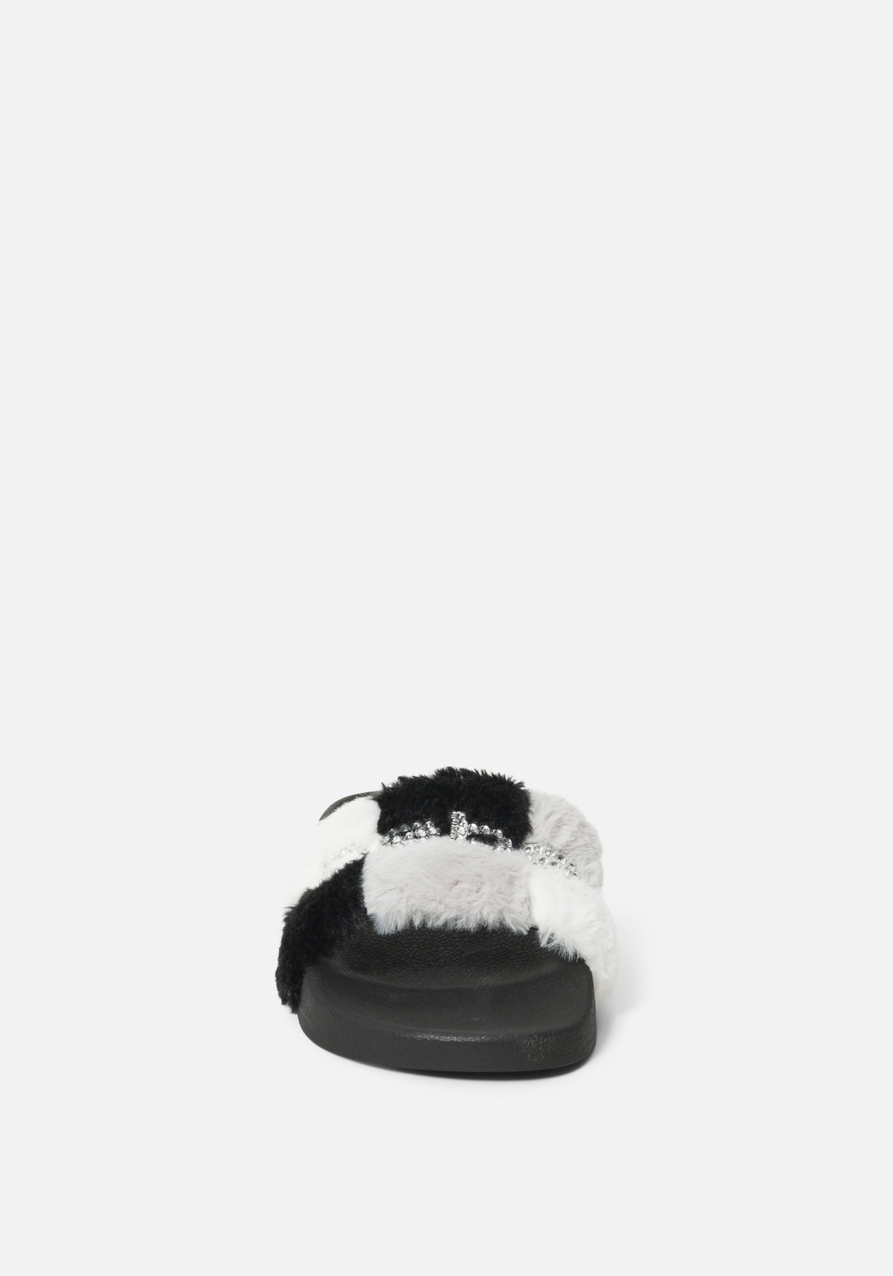 Fantasia Plaid Faux Fur Slides