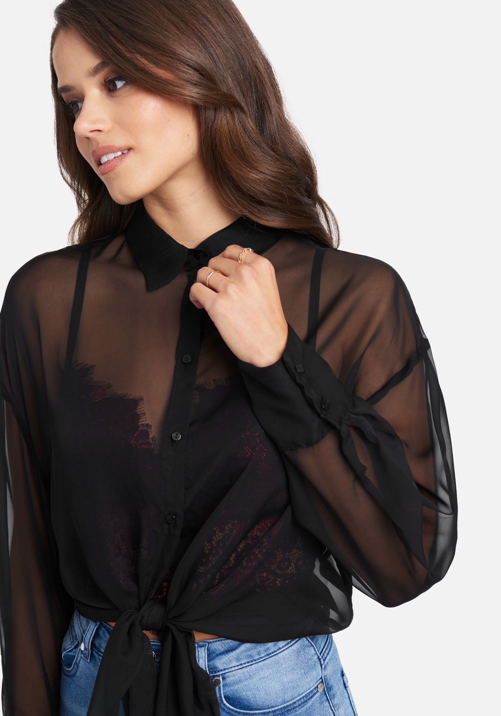 Loose Fit Long Button Down Drop Shoulder Blouse