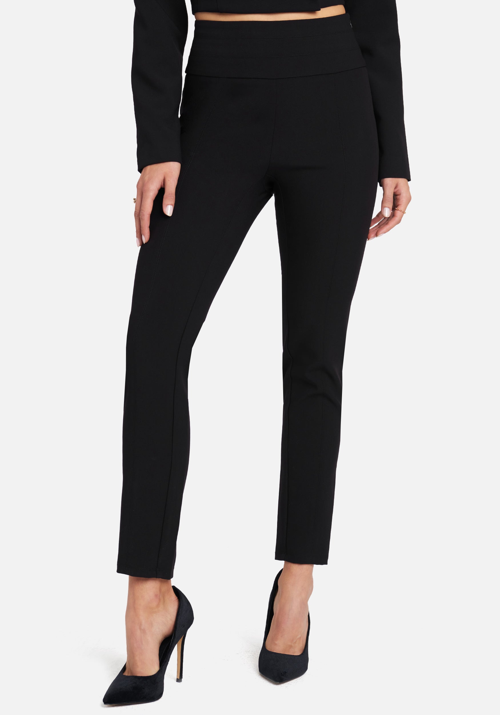 Tuxedo Style Tailored Slim Pant With Multi Stitch Detail Waistband