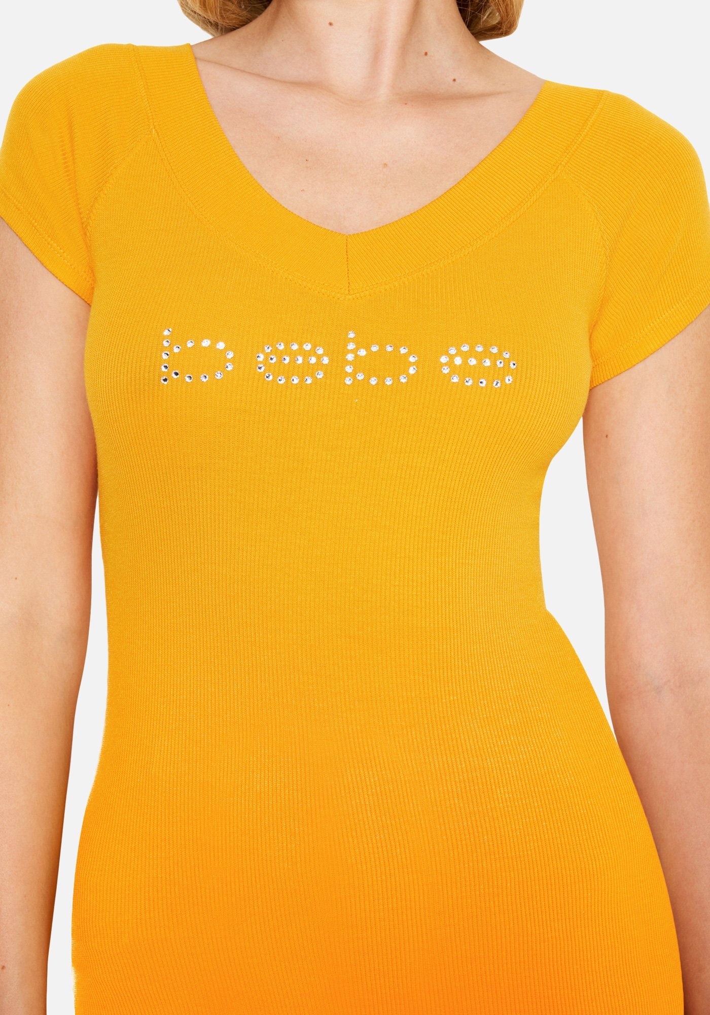 Crystal Logo Double V-Neck Short Sleeve Tee