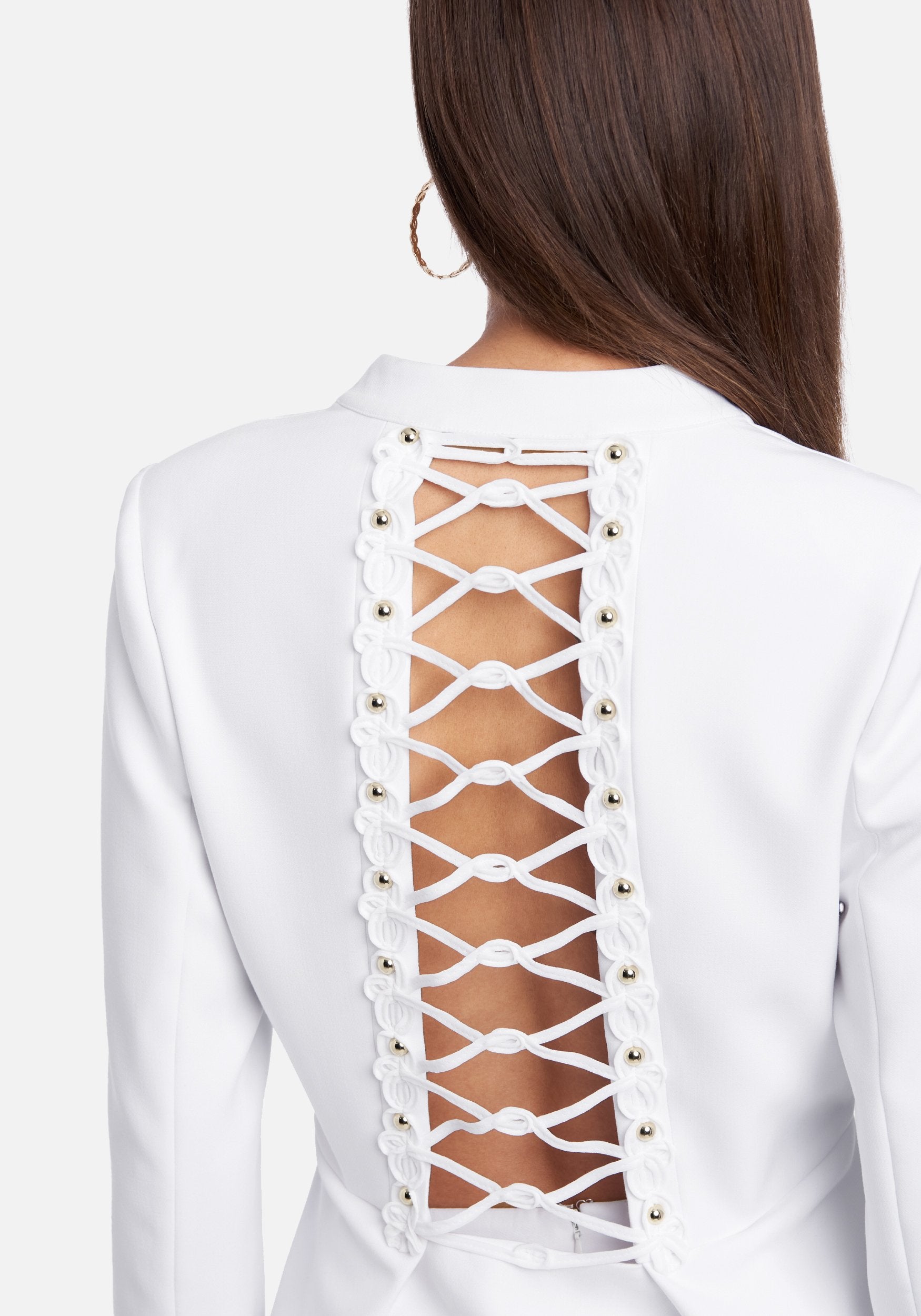 Stretch Twill Lace Up Back Detail Jacket