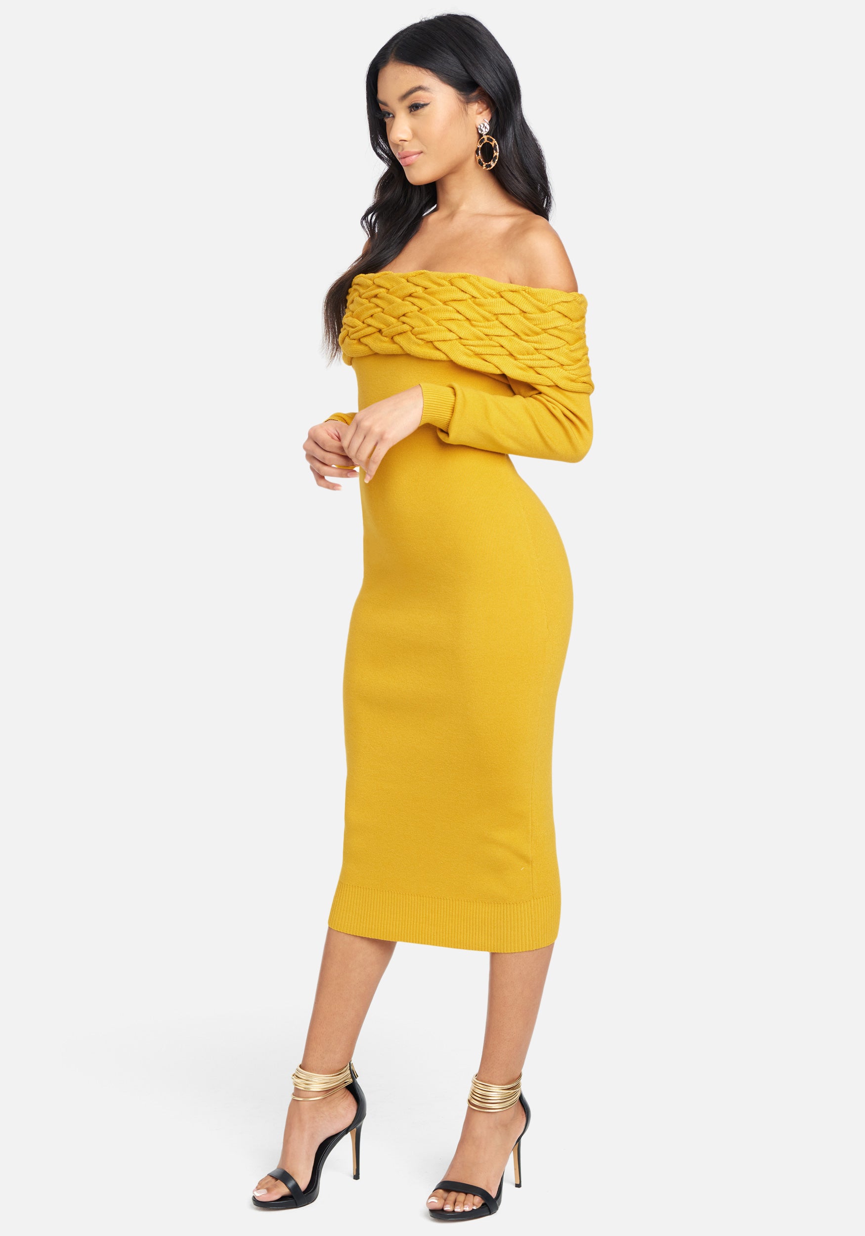 Off Shoulder Cable Knit Dress