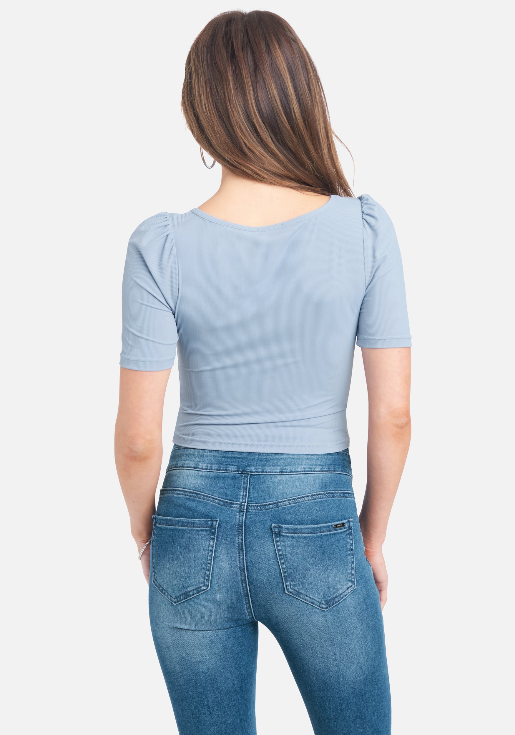 Belted Waist Rib Knit Top